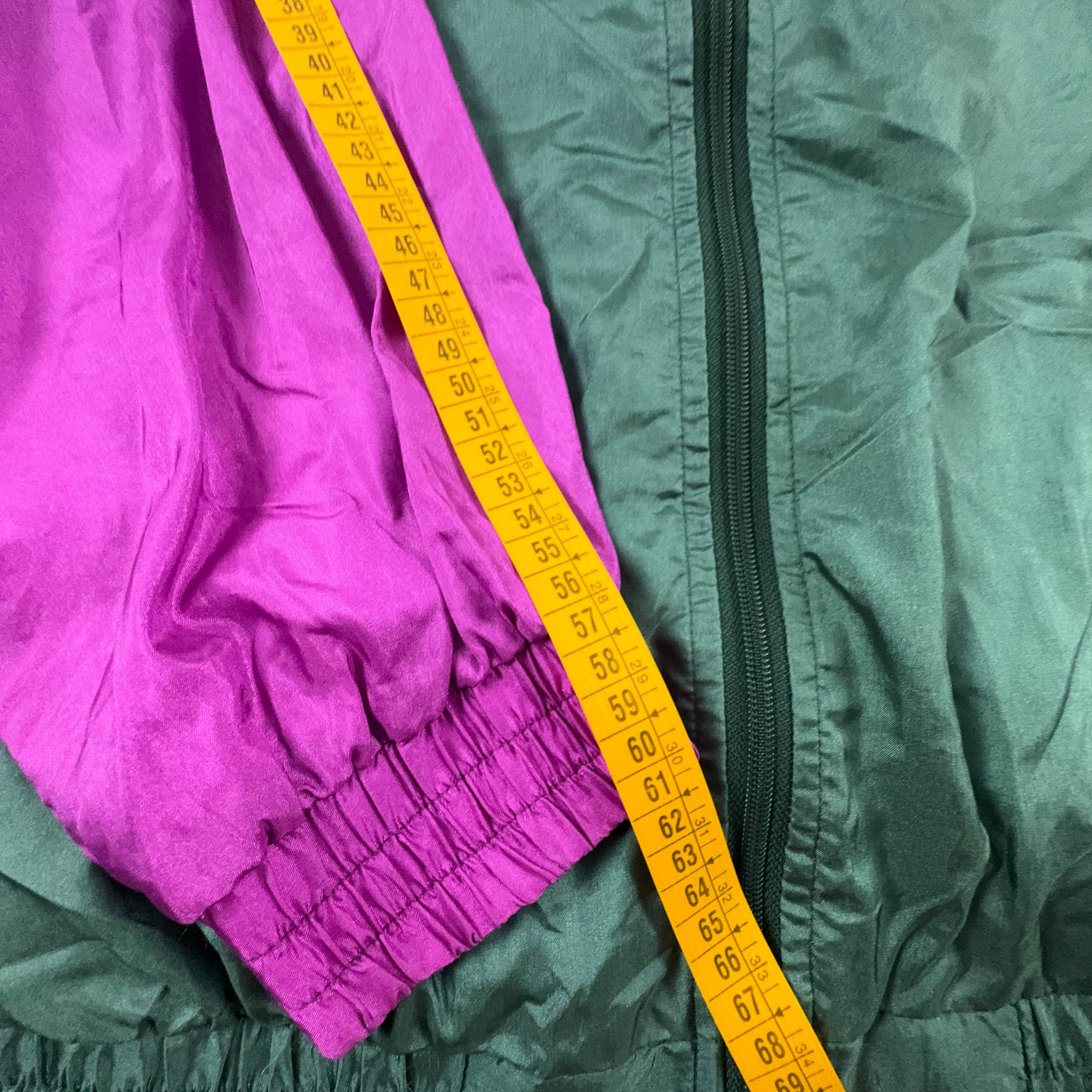 Giacca a vento Vintage verde scuro e viola con zip anni 90 - Taglia M/L uomo