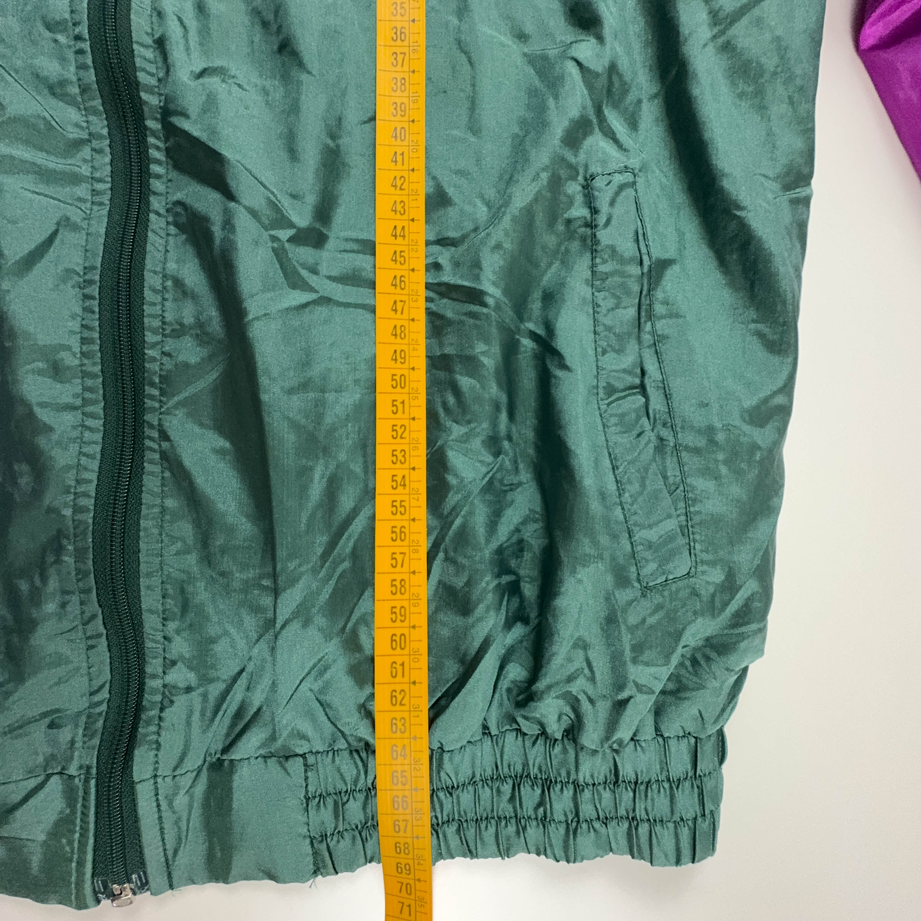 Giacca a vento Vintage verde scuro e viola con zip anni 90 - Taglia M/L uomo