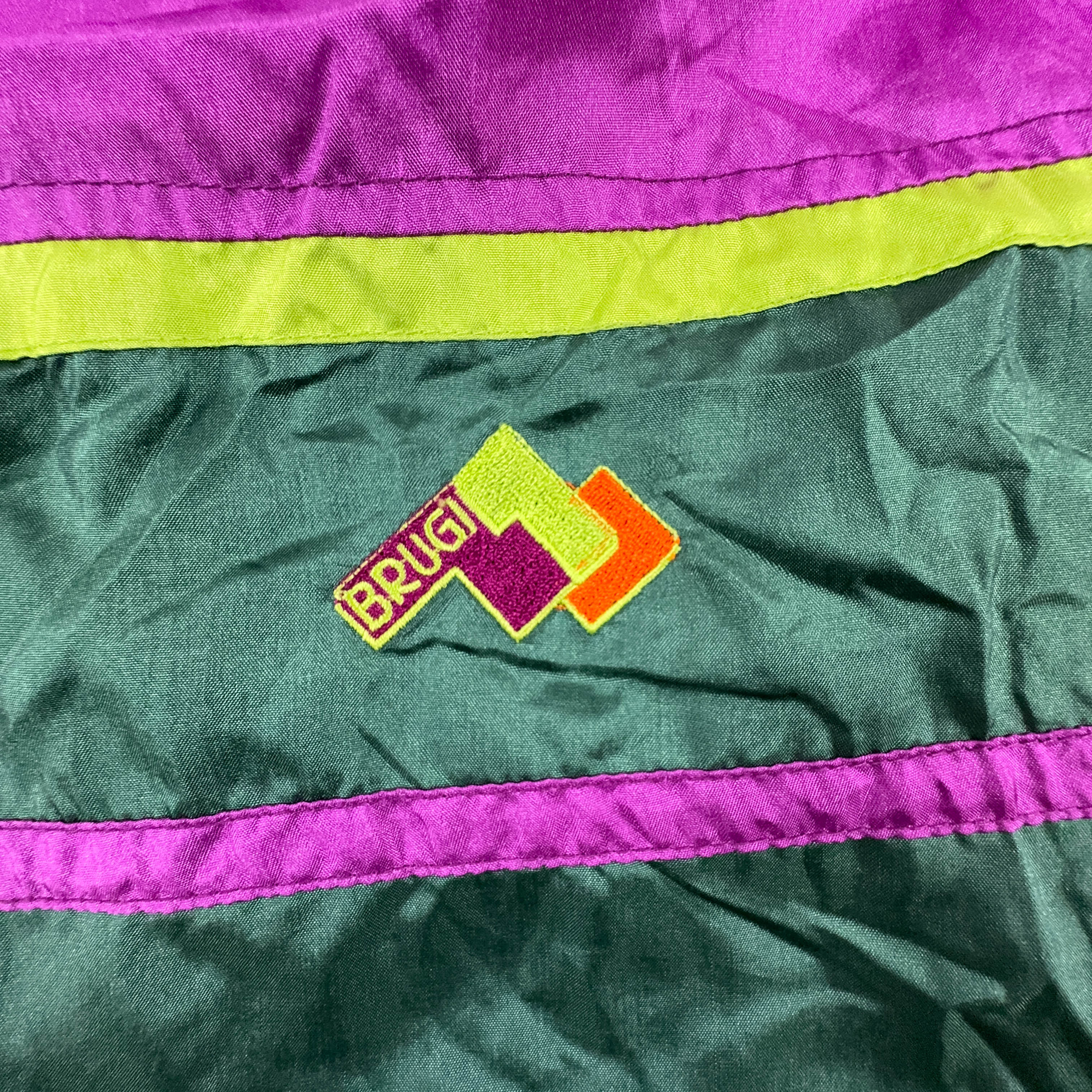 Giacca a vento Vintage verde scuro e viola con zip anni 90 - Taglia M/L uomo