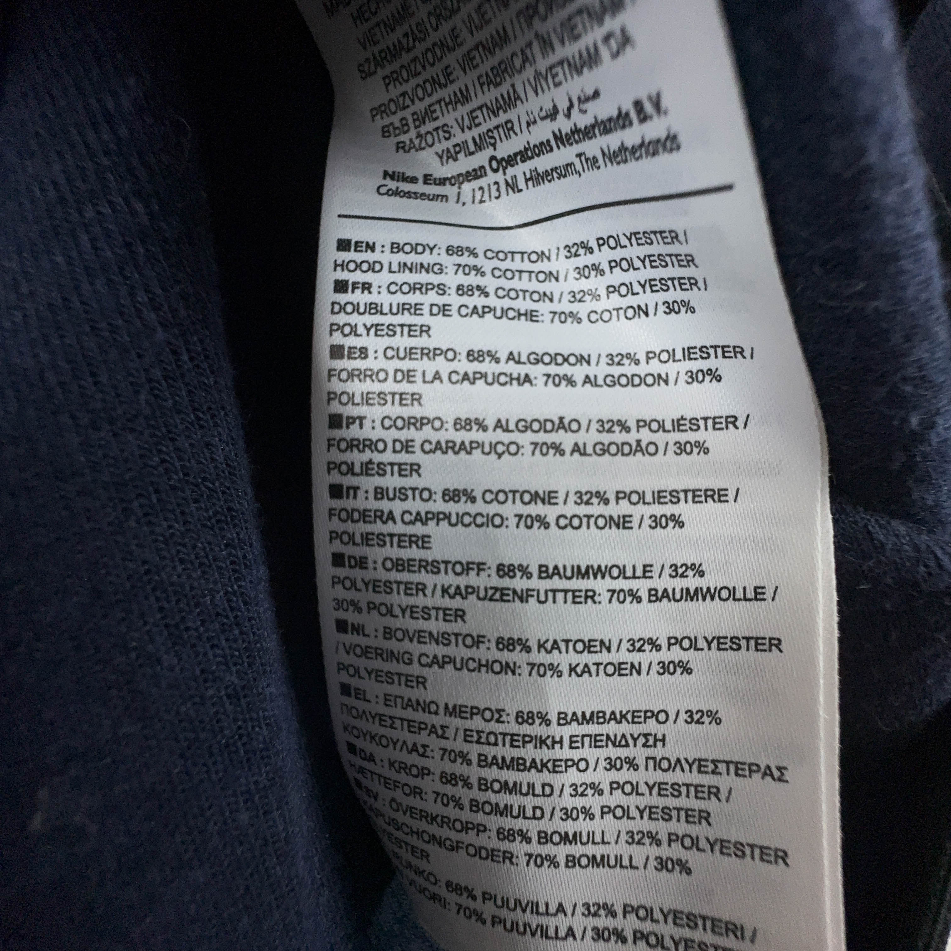 Felpa Nike blu con cappuccio e zip 68% cotone - Taglia S uomo