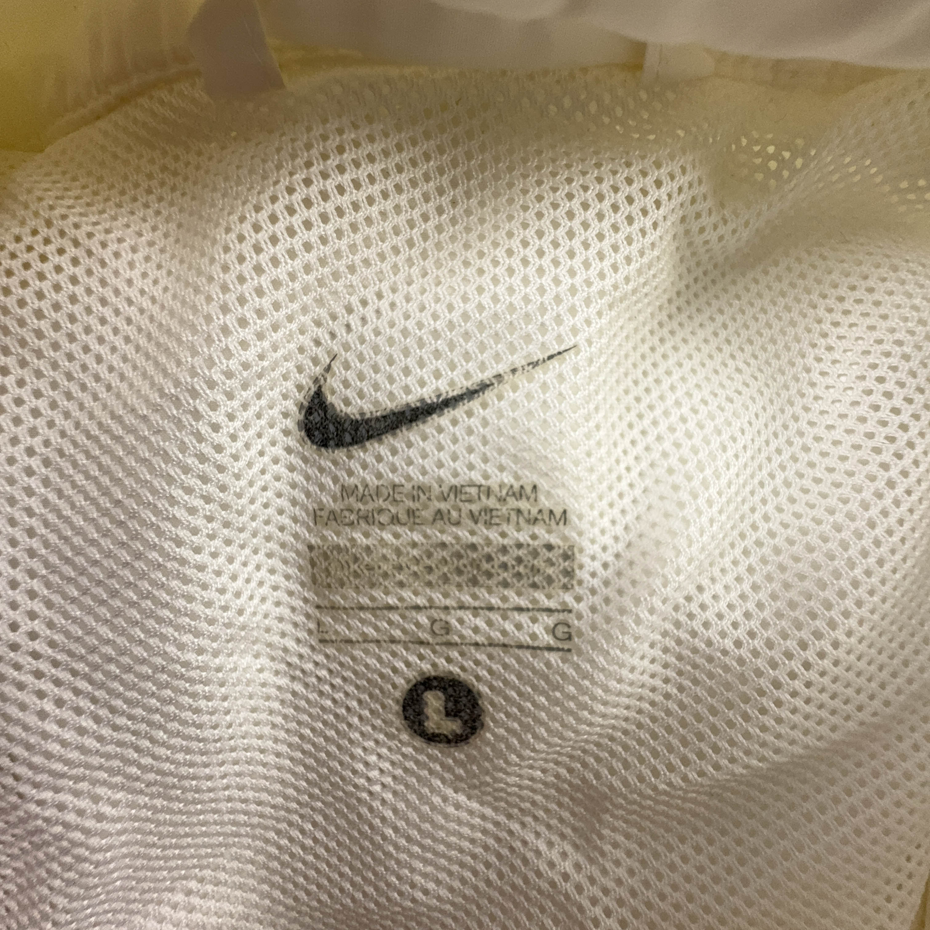 Giacca a vento Nike bianca con zip logo ricamato - Taglia L uomo