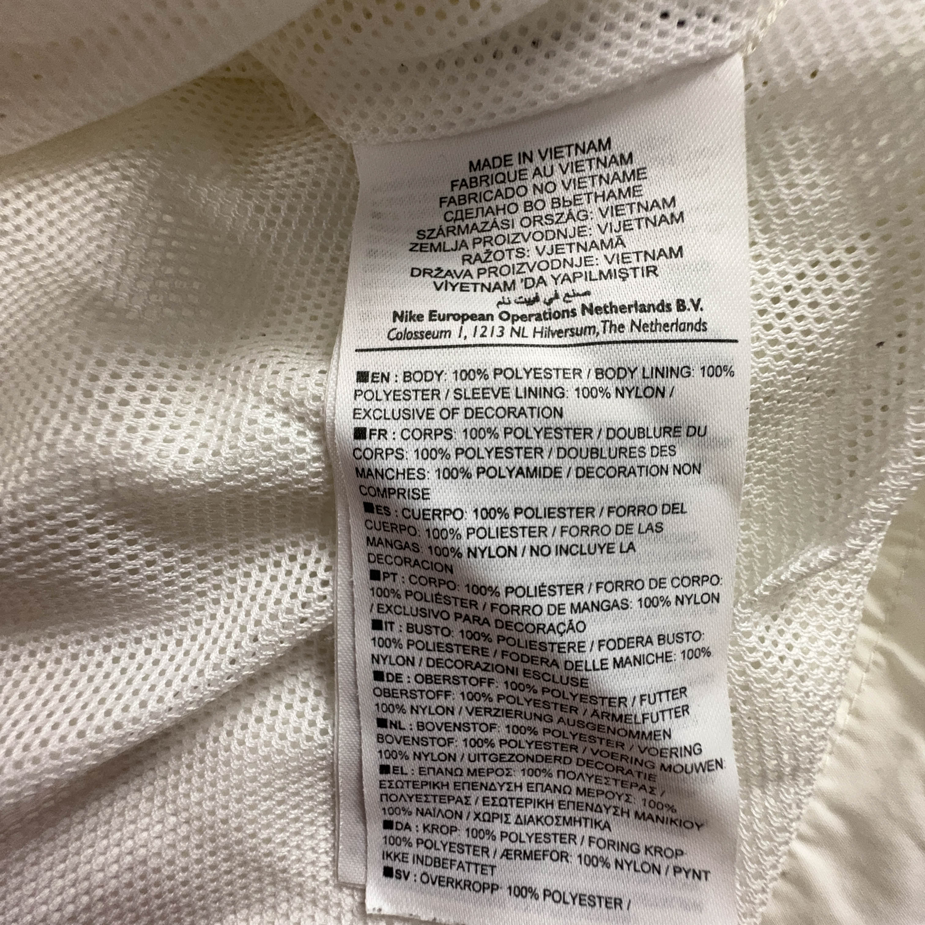 Giacca a vento Nike bianca con zip logo ricamato - Taglia L uomo
