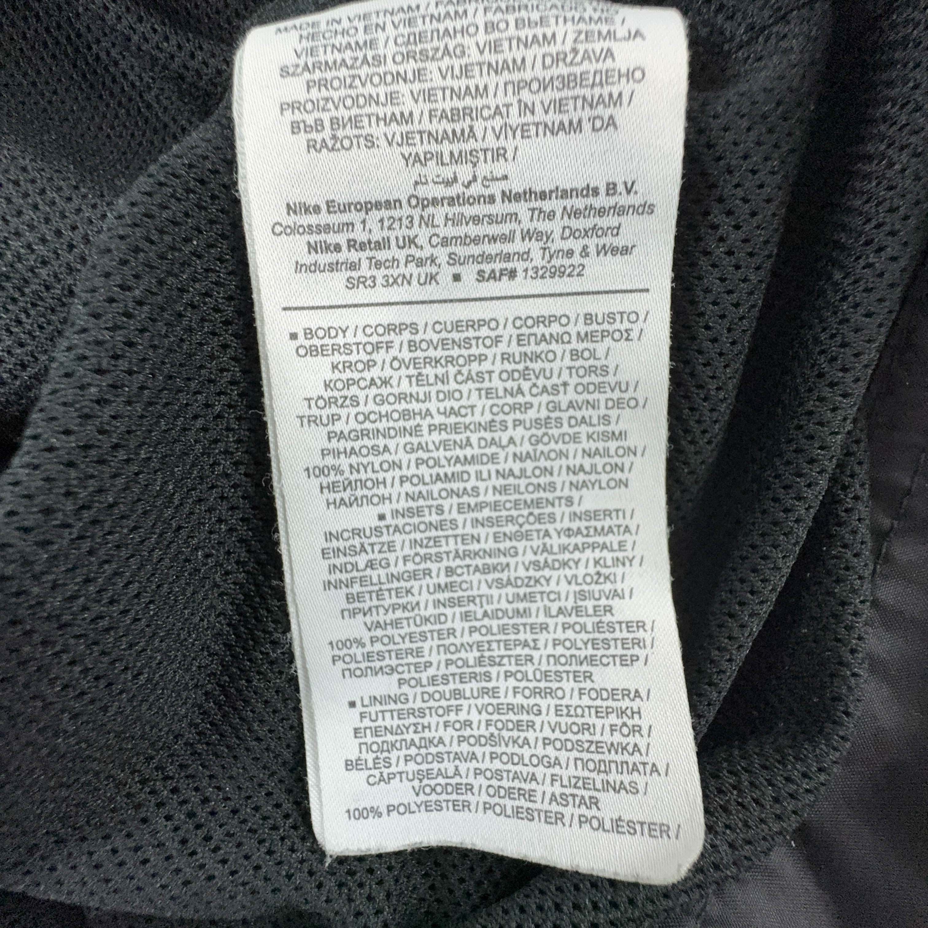 Giacca a vento Nike nera con zip logo ricamato - Taglia L uomo