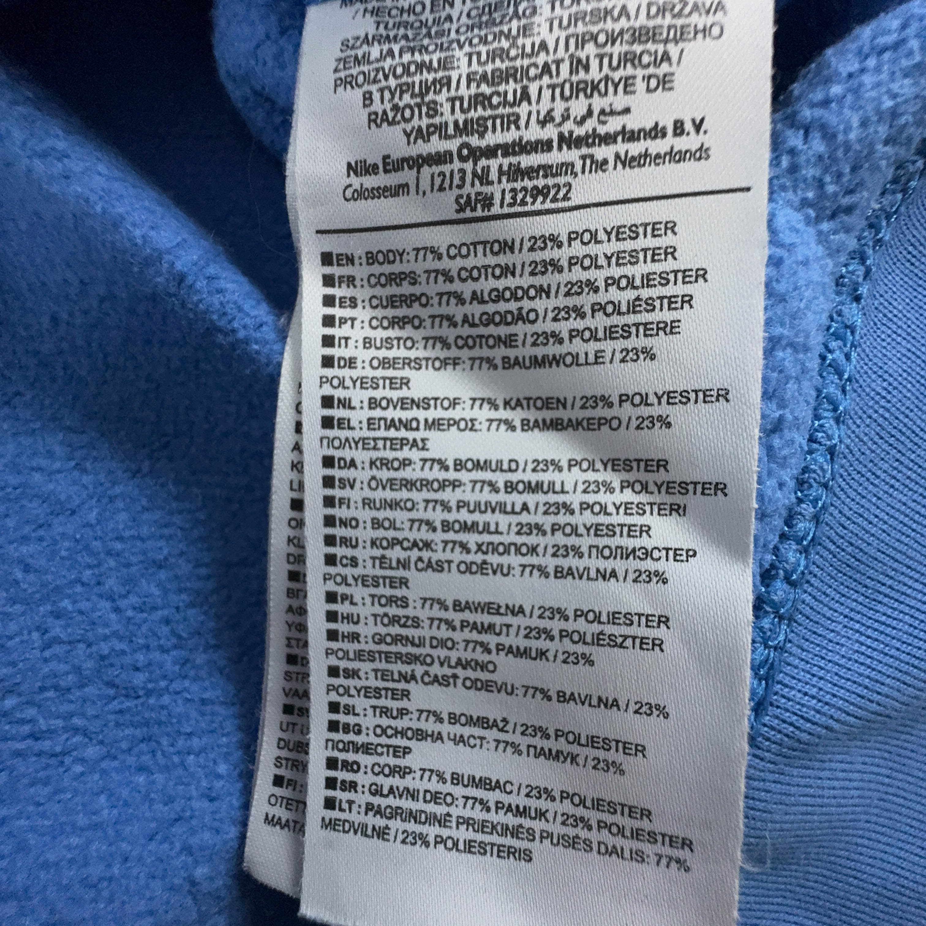 Felpa Nike blu a girocollo 77% cotone - Taglia M uomo