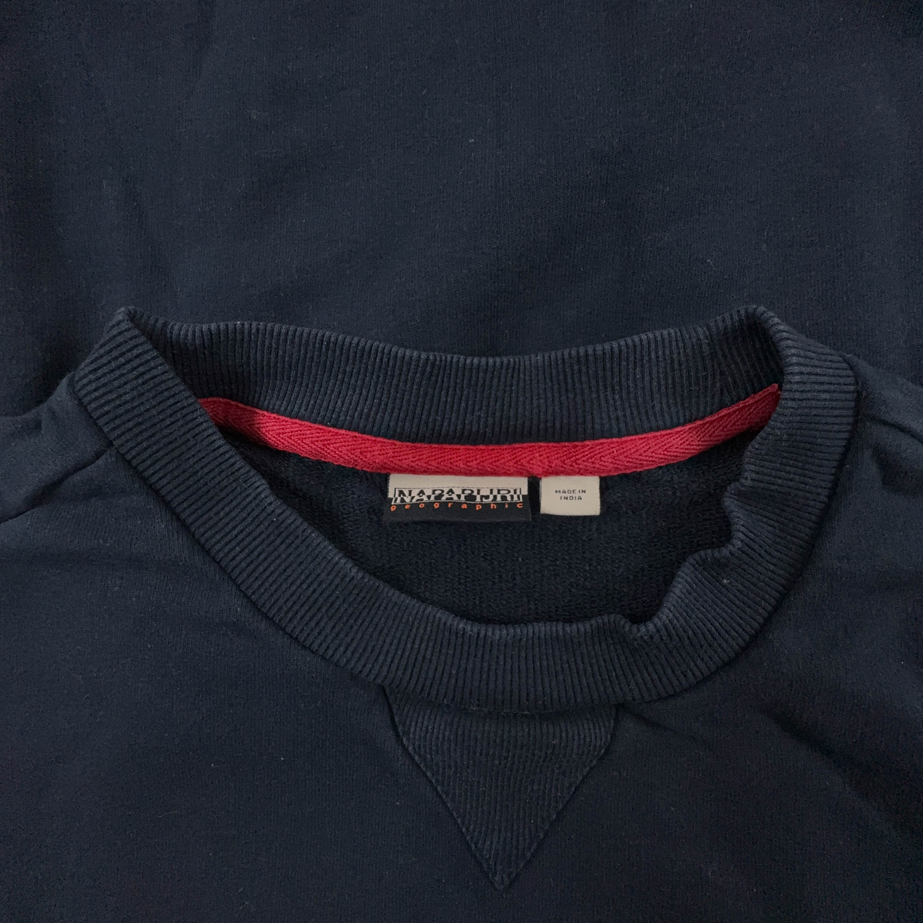 Felpa Napapijri blu scura a girocollo in cotone - Taglia L uomo