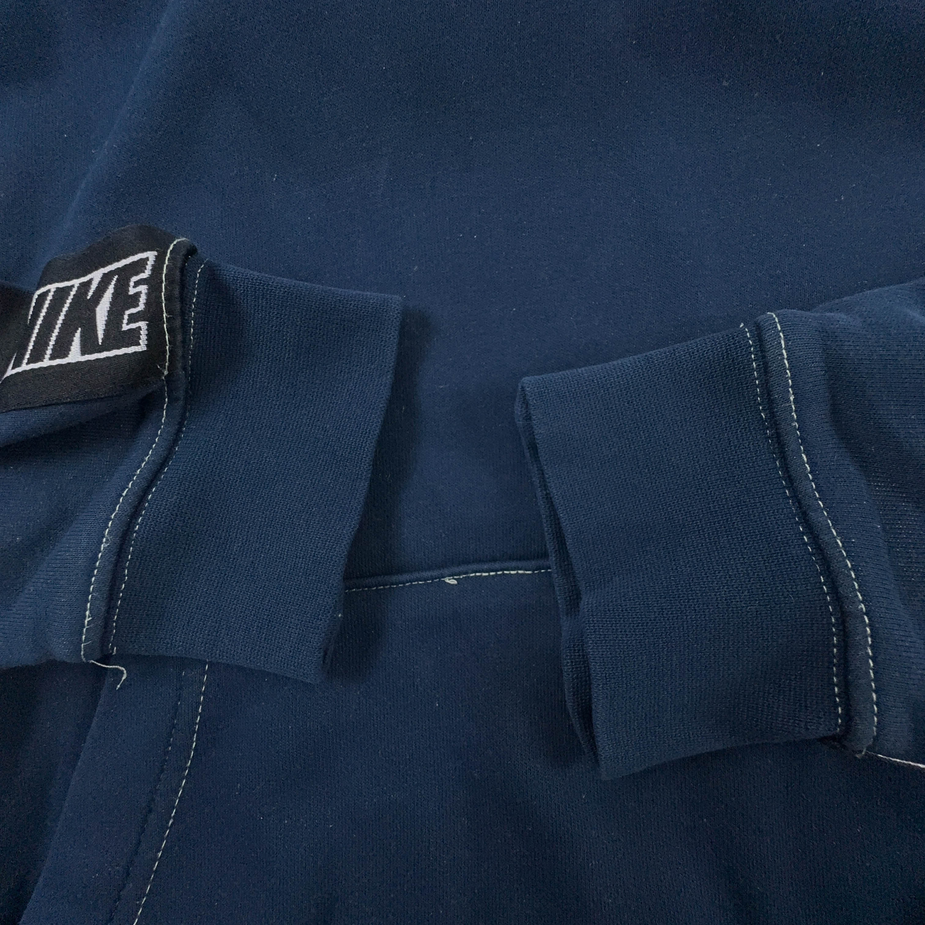 Felpa Nike blu con cappuccio e logo ricamato 80% cotone - Taglia S/M uomo