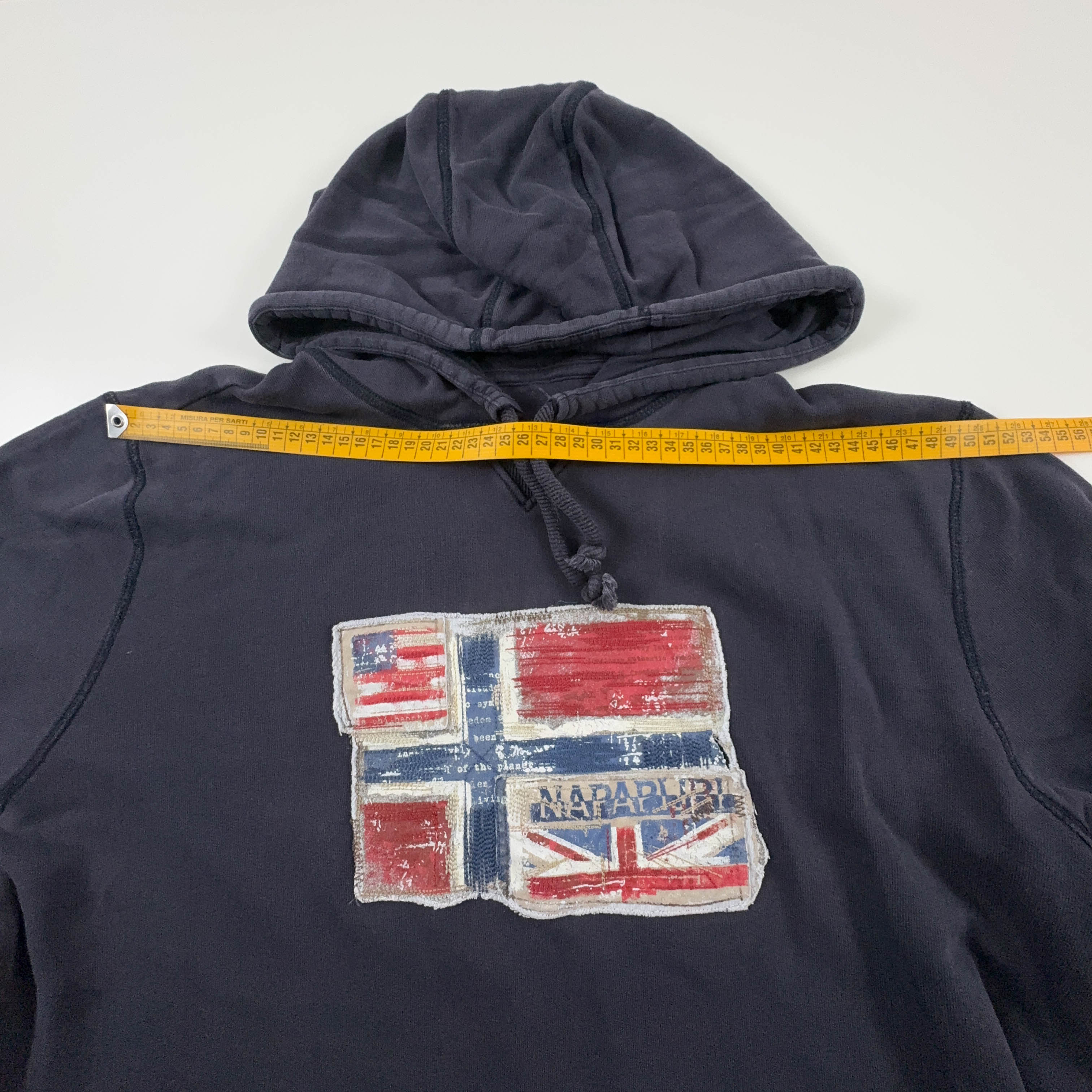 Felpa Napapijri blu con cappuccio e logo ricamato in cotone - Taglia L/XL uomo