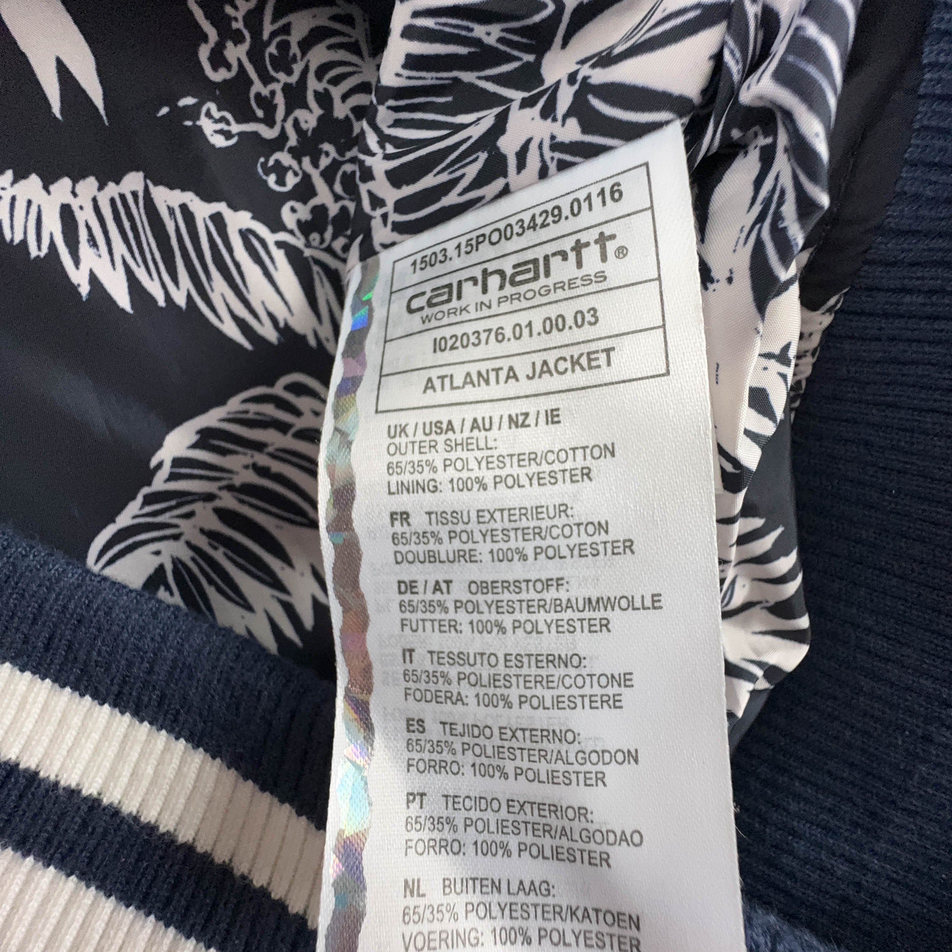 Giacca Carhartt blu e bianca con bottoni - Taglia M uomo