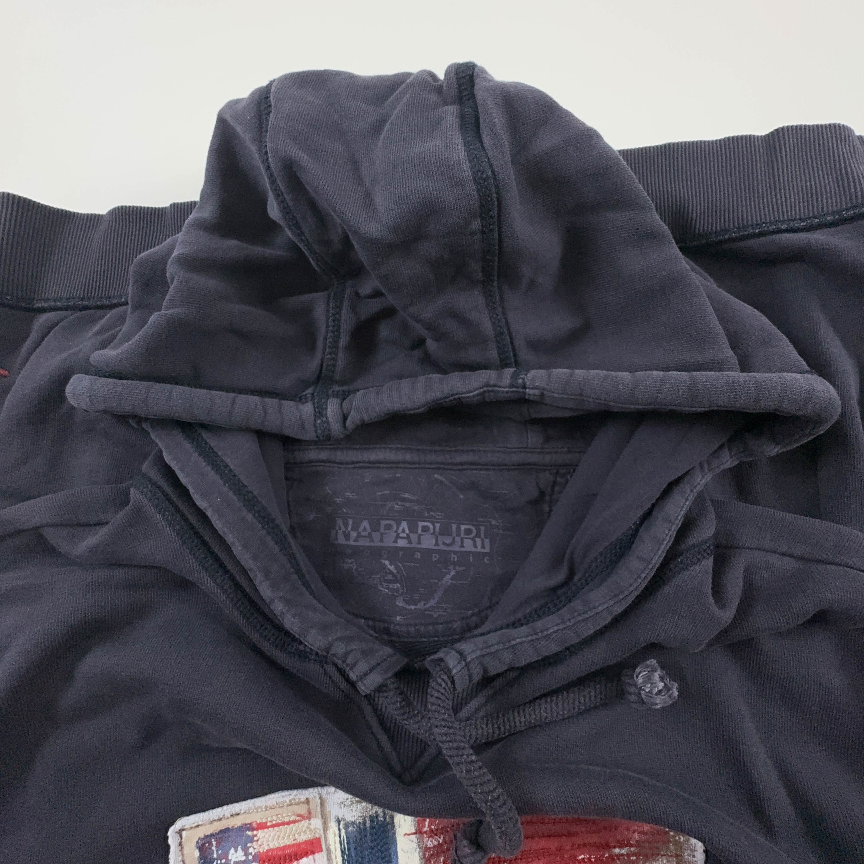 Felpa Napapijri blu con cappuccio e logo ricamato in cotone - Taglia L/XL uomo