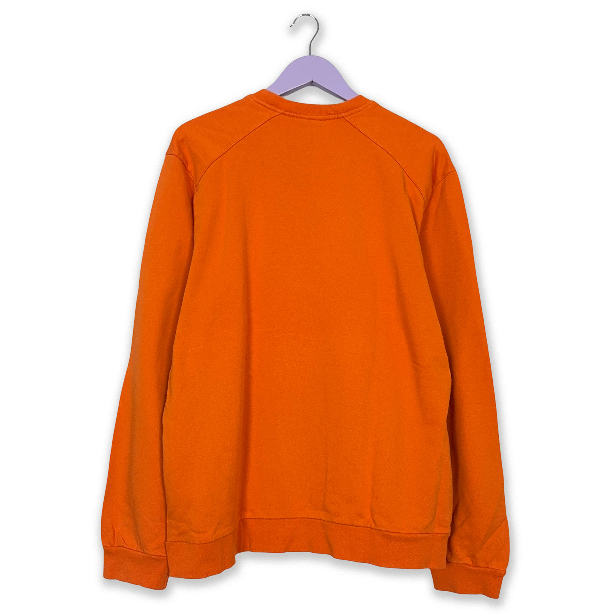 Felpa Adidas Vintage arancione a girocollo in cotone anni 2000 - Taglia L/XL uomo