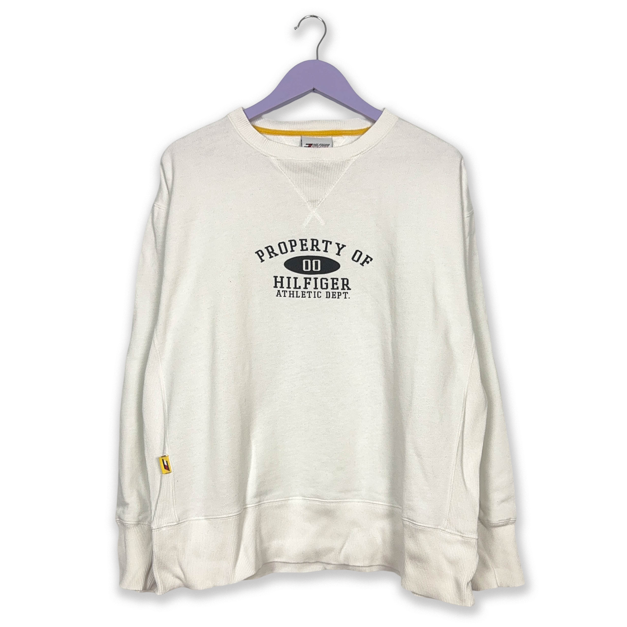 Felpa Tommy Hilfiger bianca a girocollo in cotone anni 2000 - Taglia L uomo