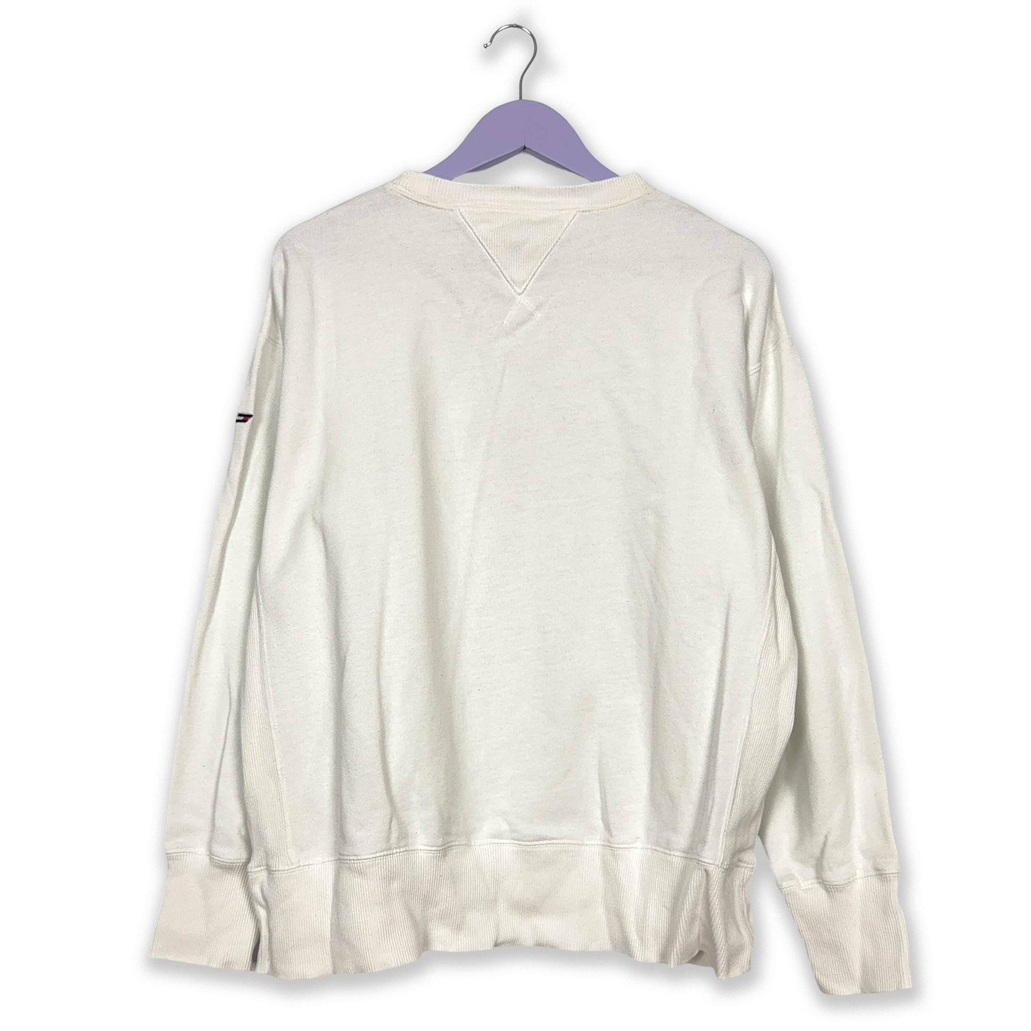 Felpa Tommy Hilfiger bianca a girocollo in cotone anni 2000 - Taglia L uomo