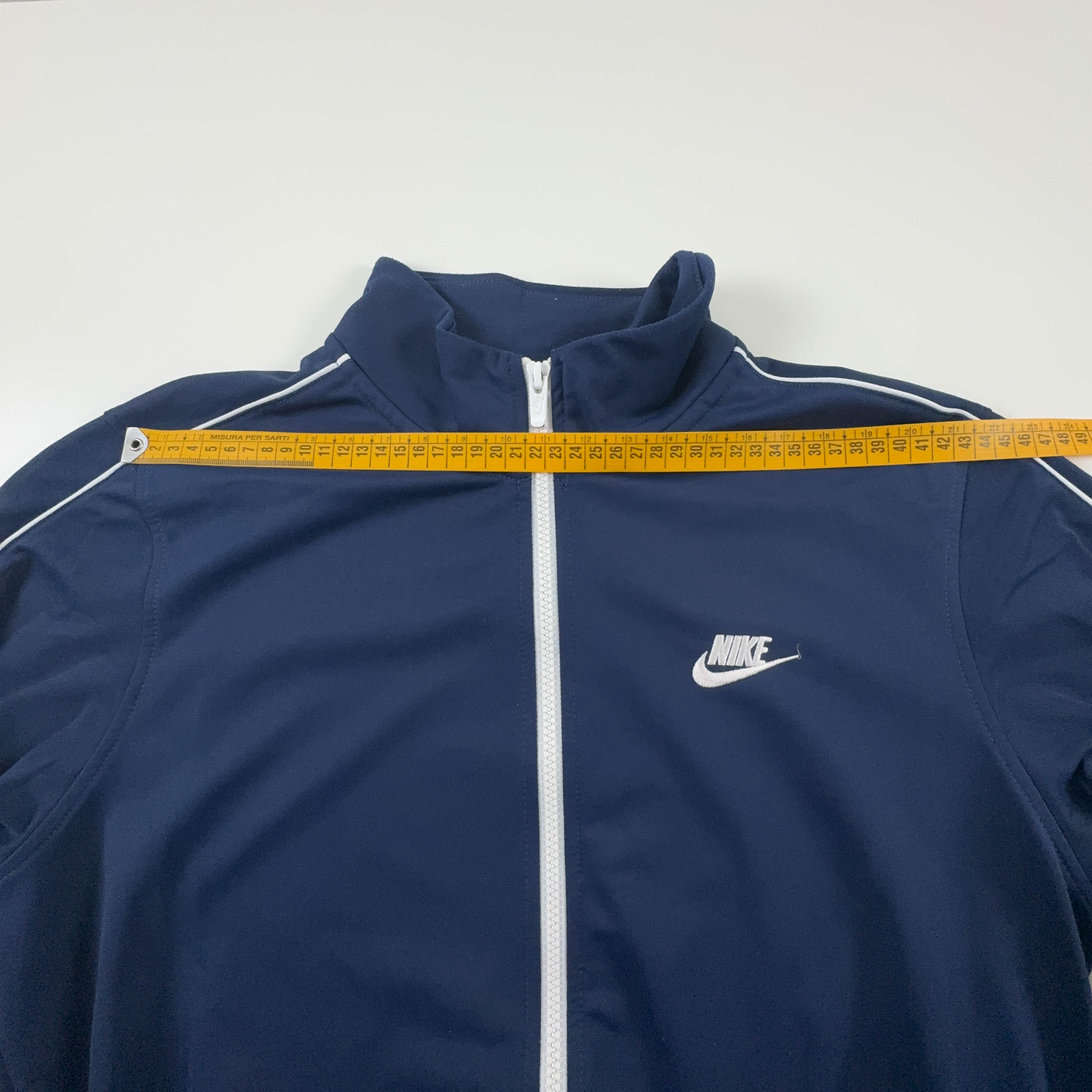 Felpa Nike blu con zip e logo ricamato - Taglia M uomo