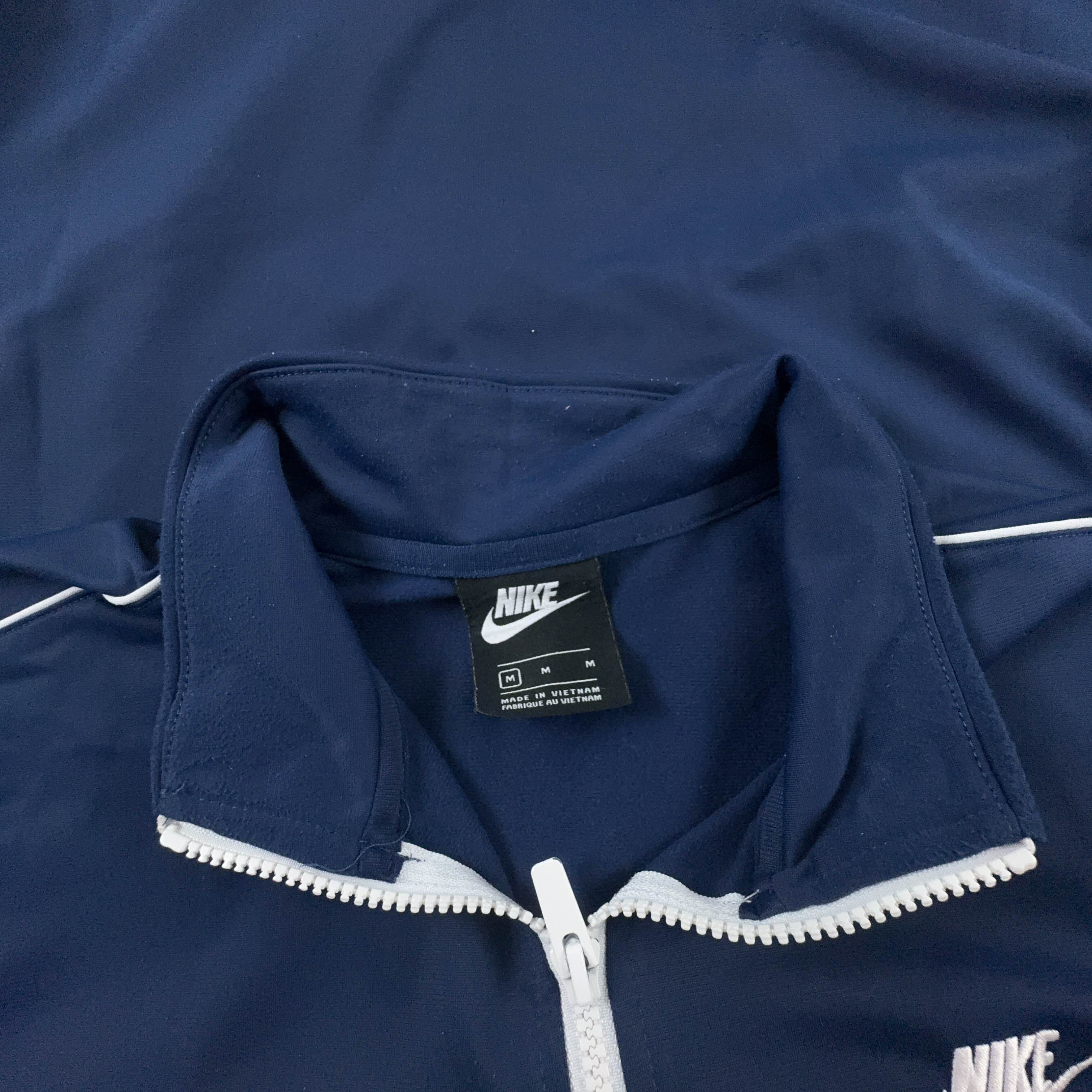 Felpa Nike blu con zip e logo ricamato - Taglia M uomo