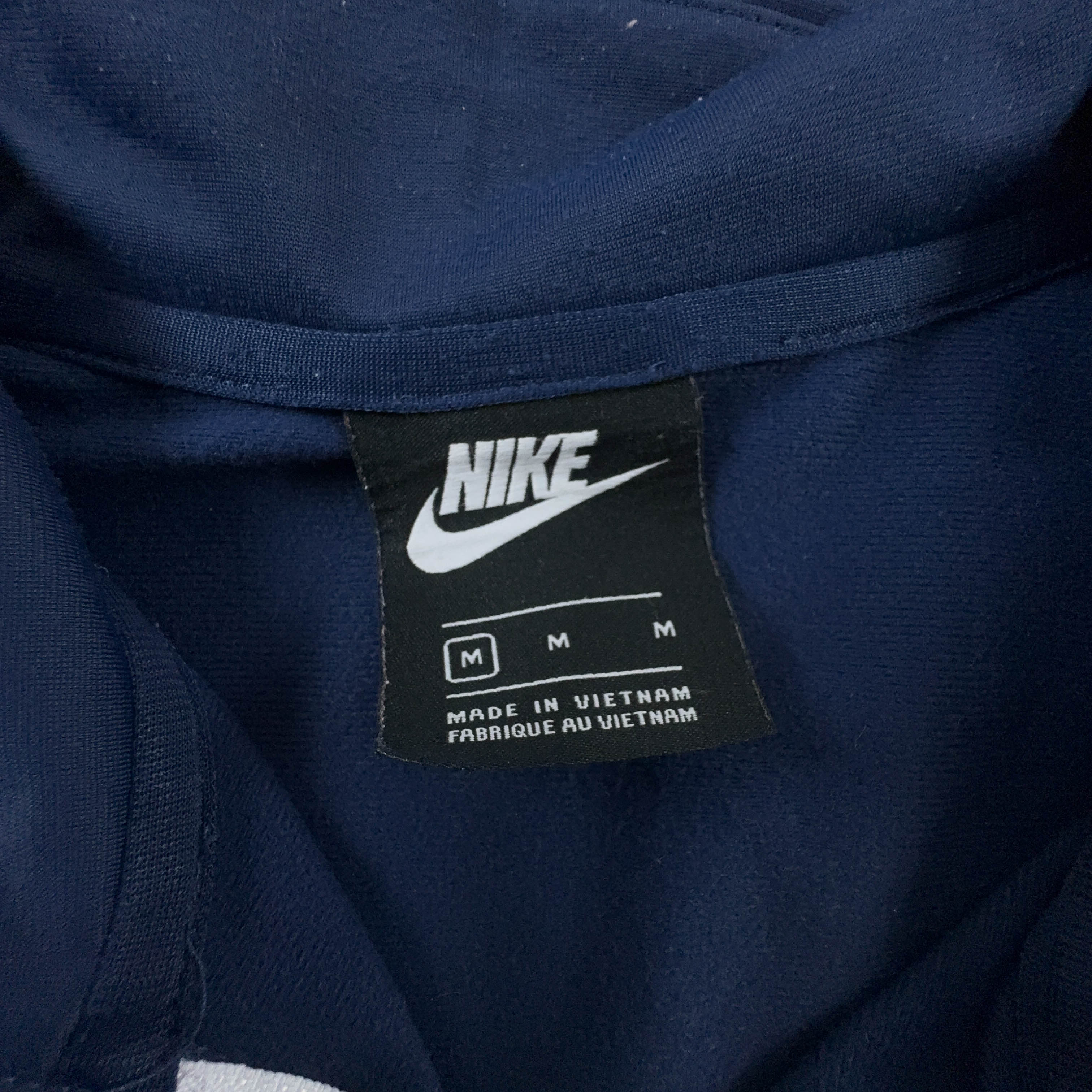 Felpa Nike blu con zip e logo ricamato - Taglia M uomo