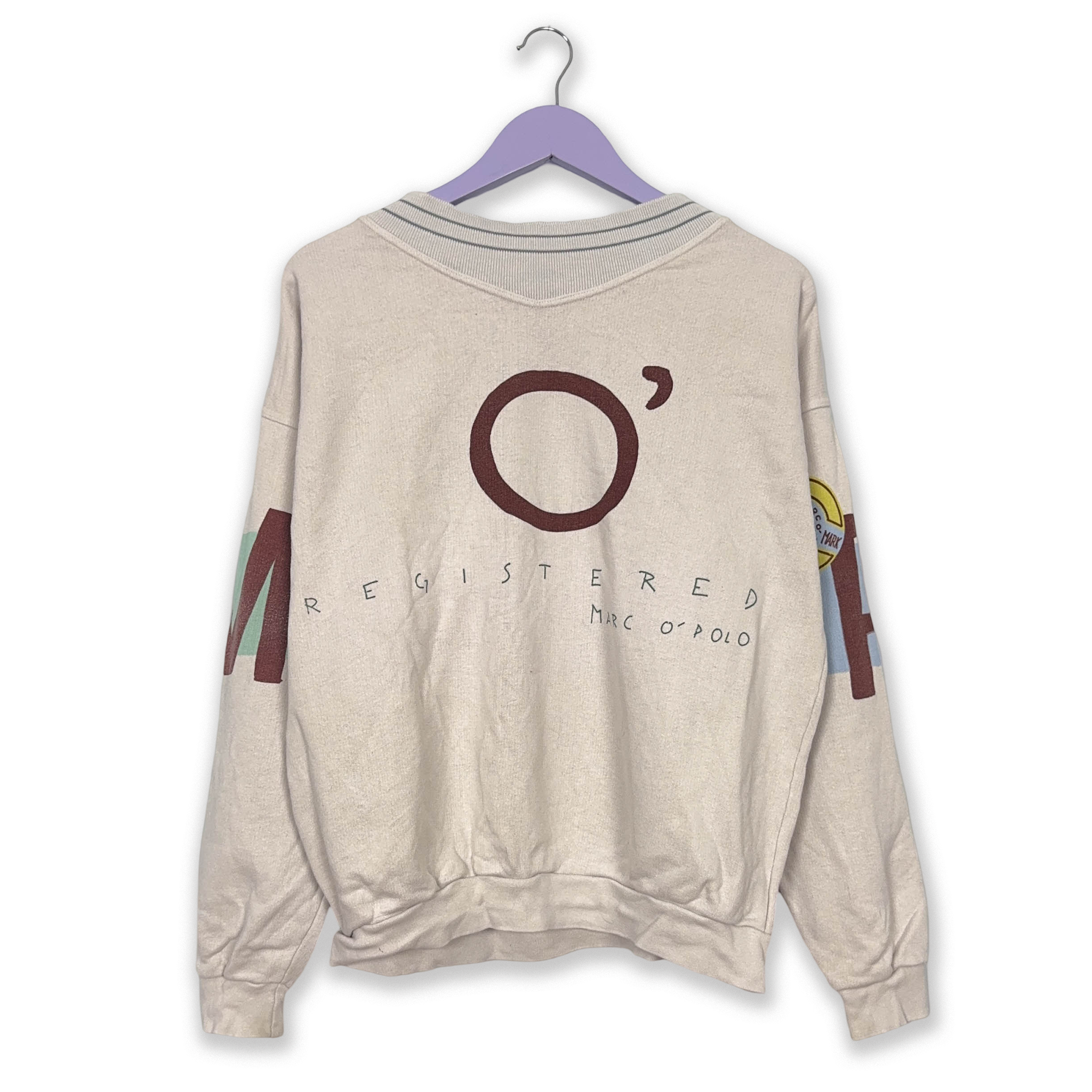 Marc O' Polo Vintage Cream Sweatshirt with 80's Prints - Size M Men