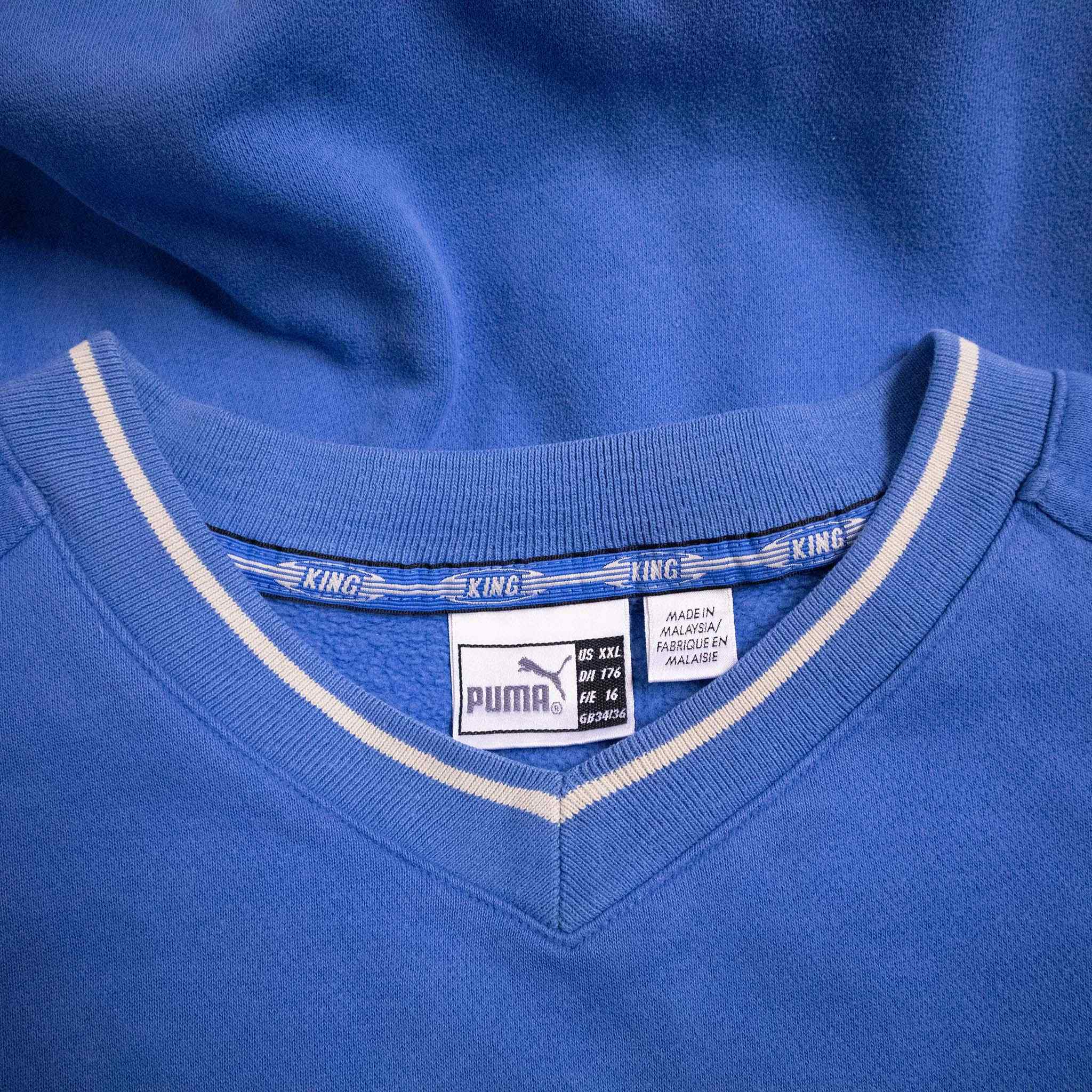 Felpa Puma King Vintage blu a girocollo con ricamo anni 90 00 - Taglia 176 uomo