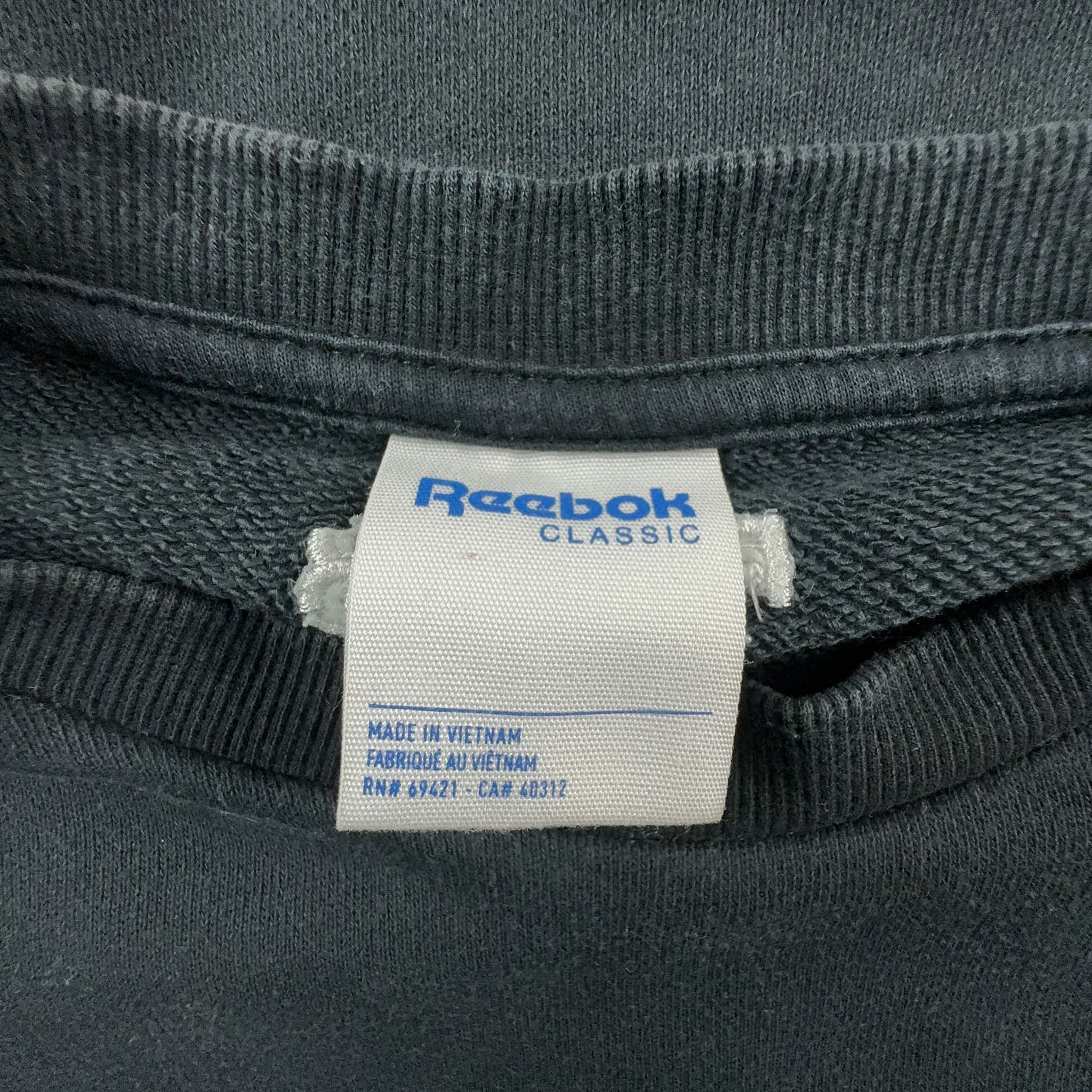 Felpa Reebok nera in cotone a girocollo con logo grande ricamato - Taglia L uomo