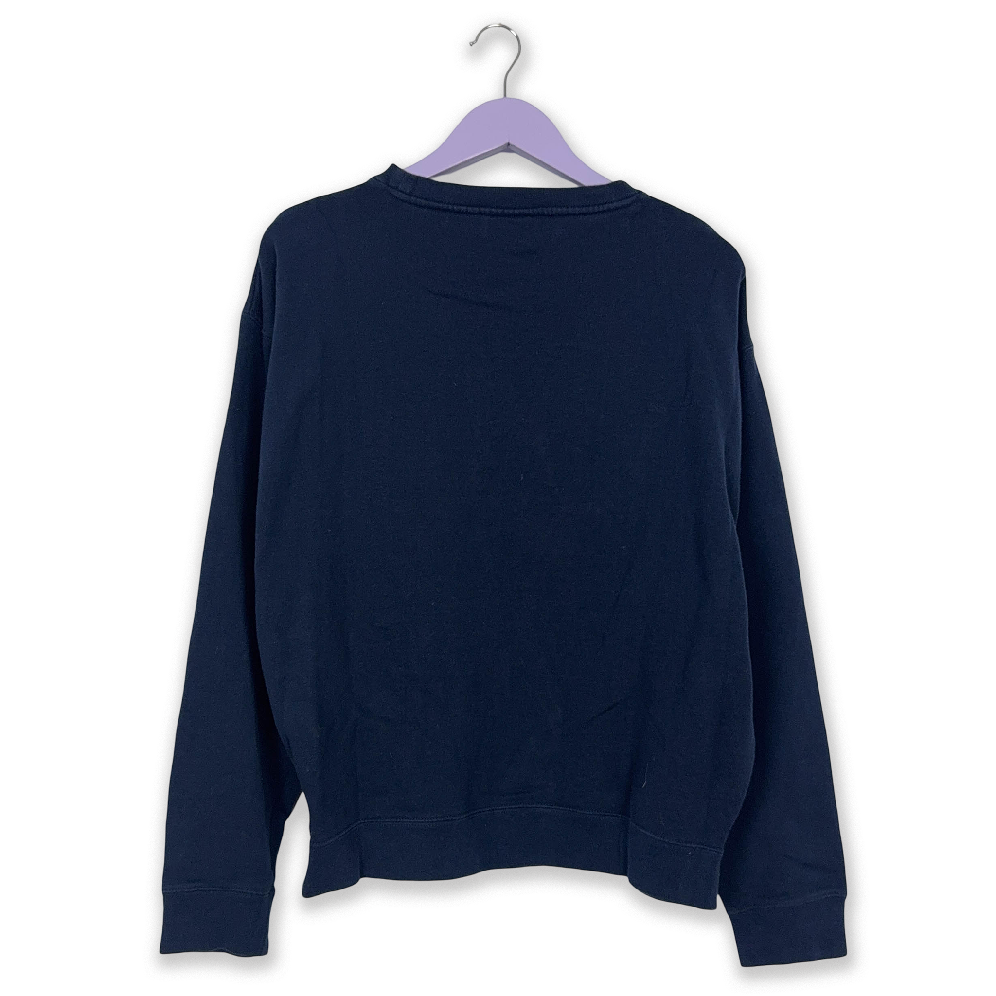 Felpa Fila Vintage blu scuro in cotone a girocollo logo ricamato grande anni 2000 - Taglia L uomo