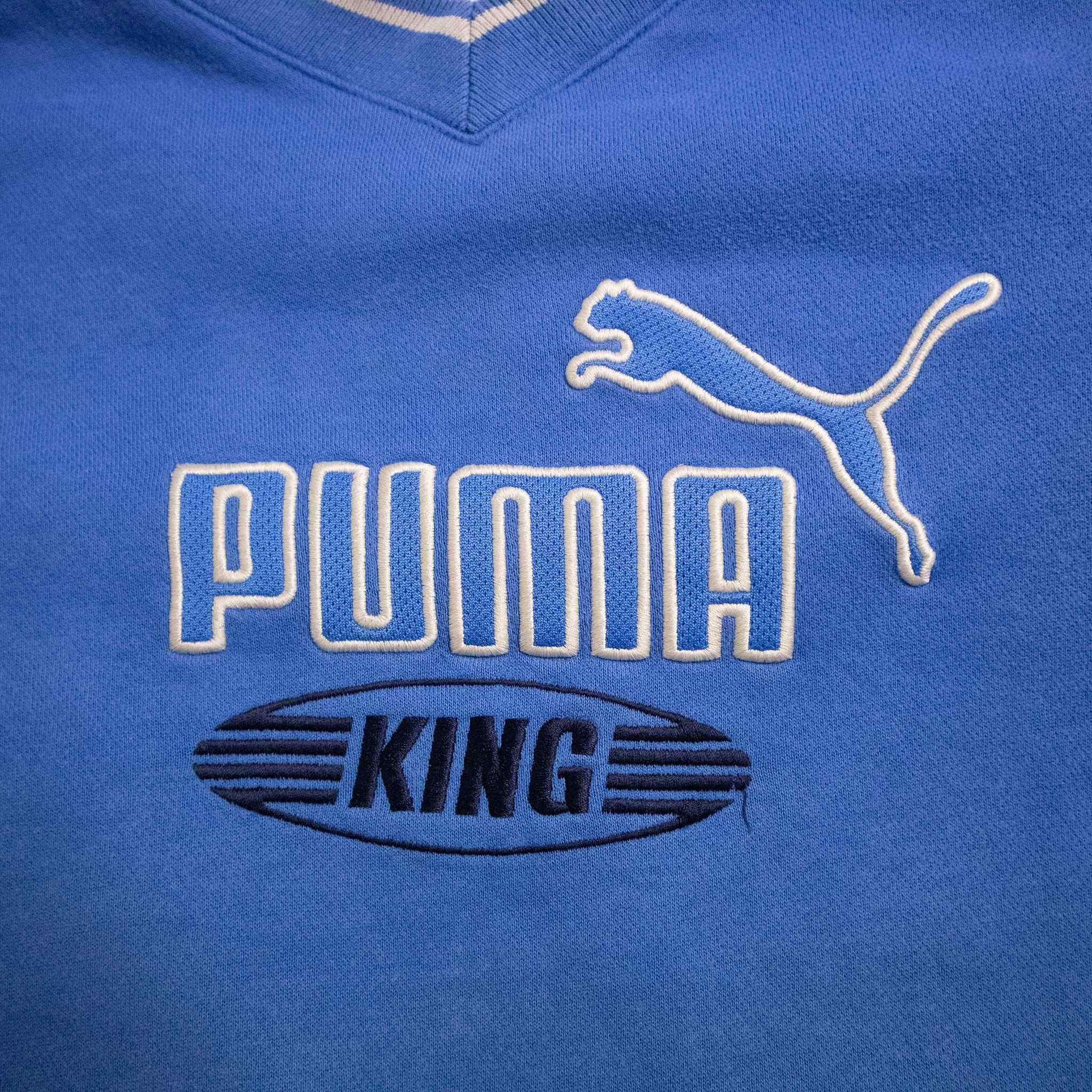 Felpa Puma King Vintage blu a girocollo con ricamo anni 90 00 - Taglia 176 uomo