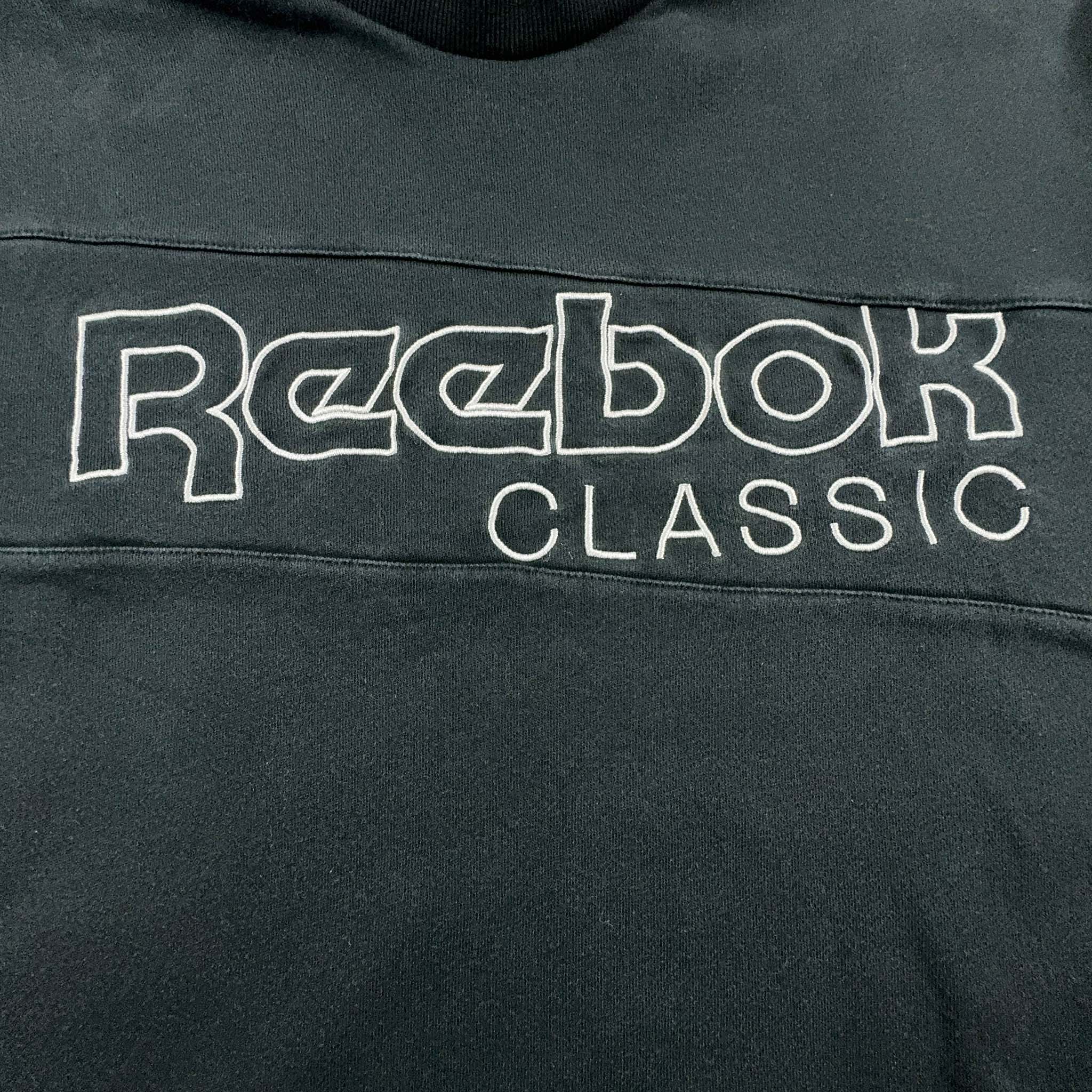 Felpa Reebok nera in cotone a girocollo con logo grande ricamato - Taglia L uomo