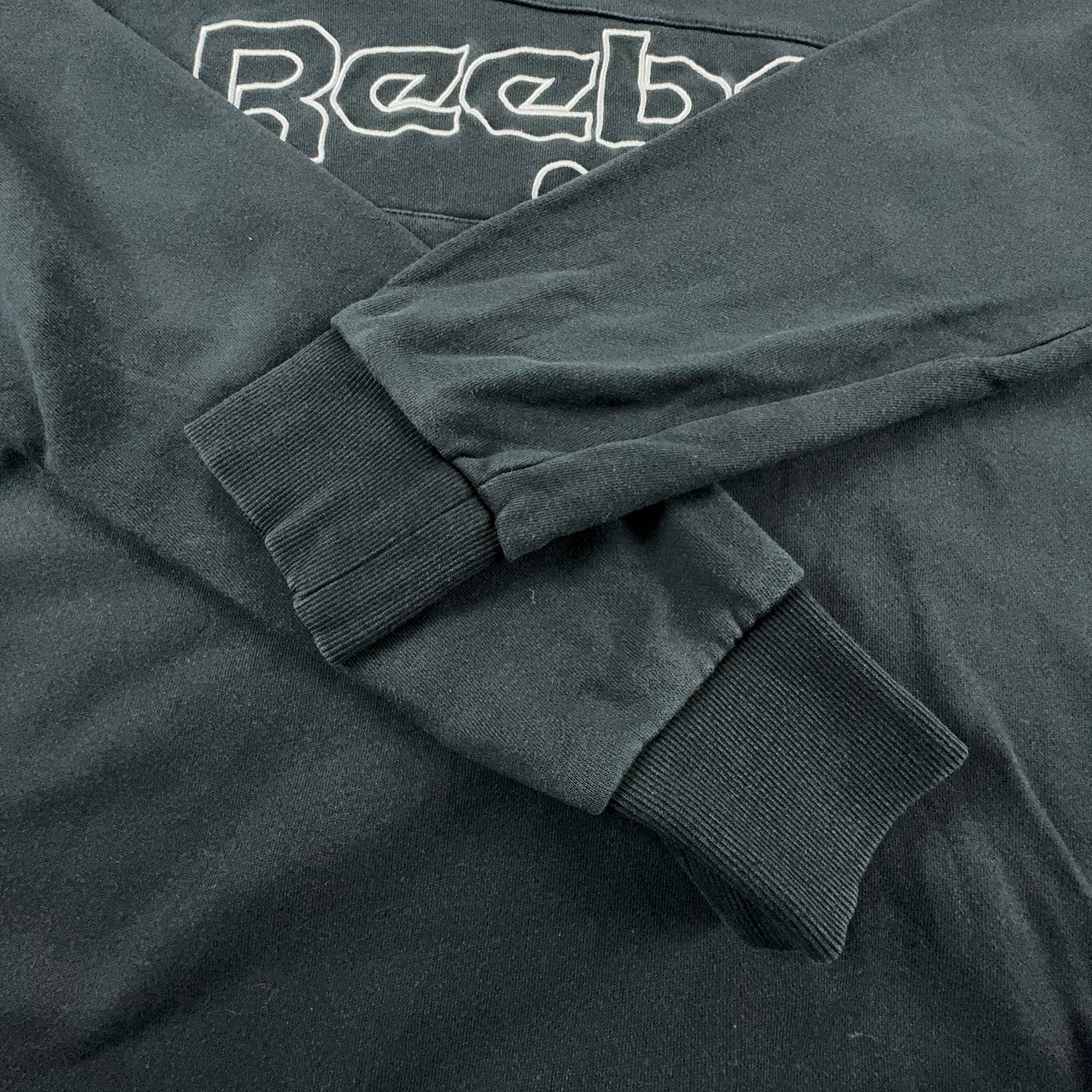 Felpa Reebok nera in cotone a girocollo con logo grande ricamato - Taglia L uomo