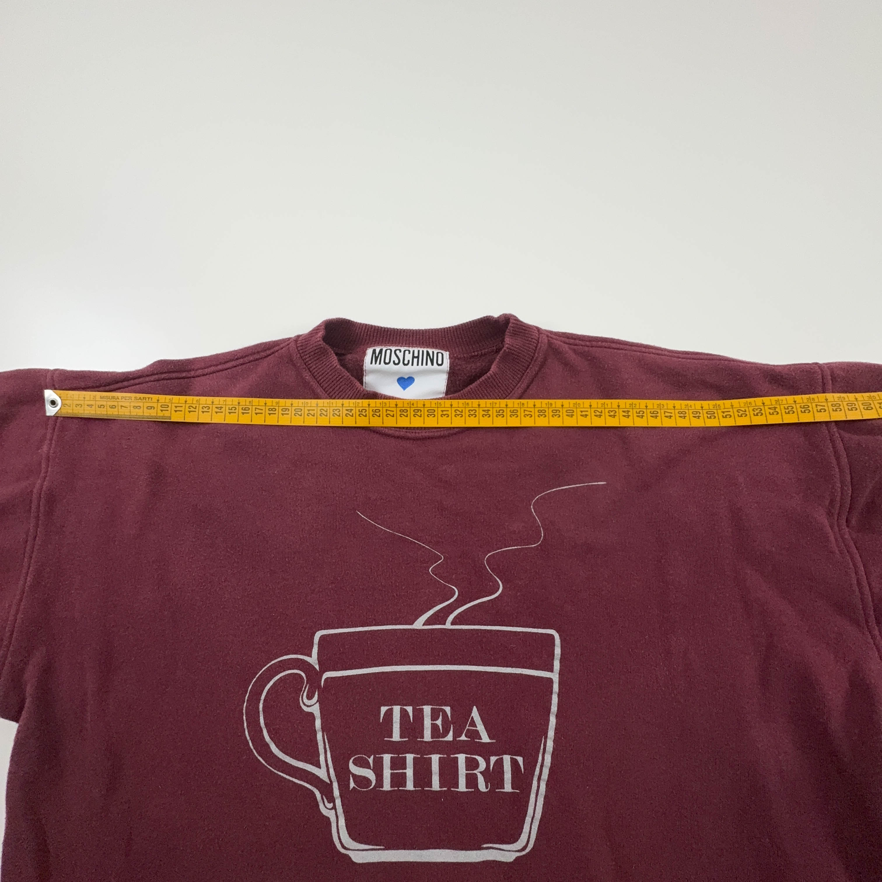 Felpa Moschino bordeaux a girocollo 90% cotone - Taglia S/M uomo