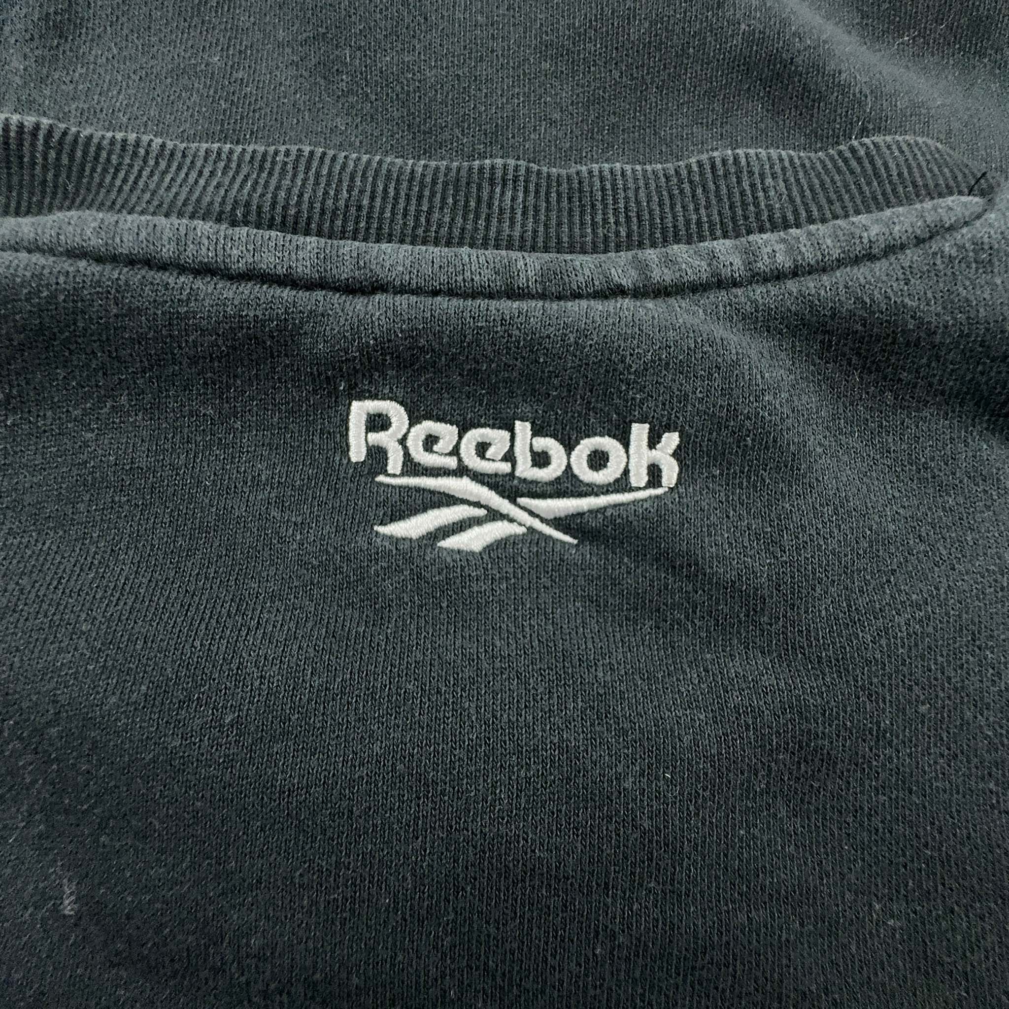 Felpa Reebok nera in cotone a girocollo con logo grande ricamato - Taglia L uomo