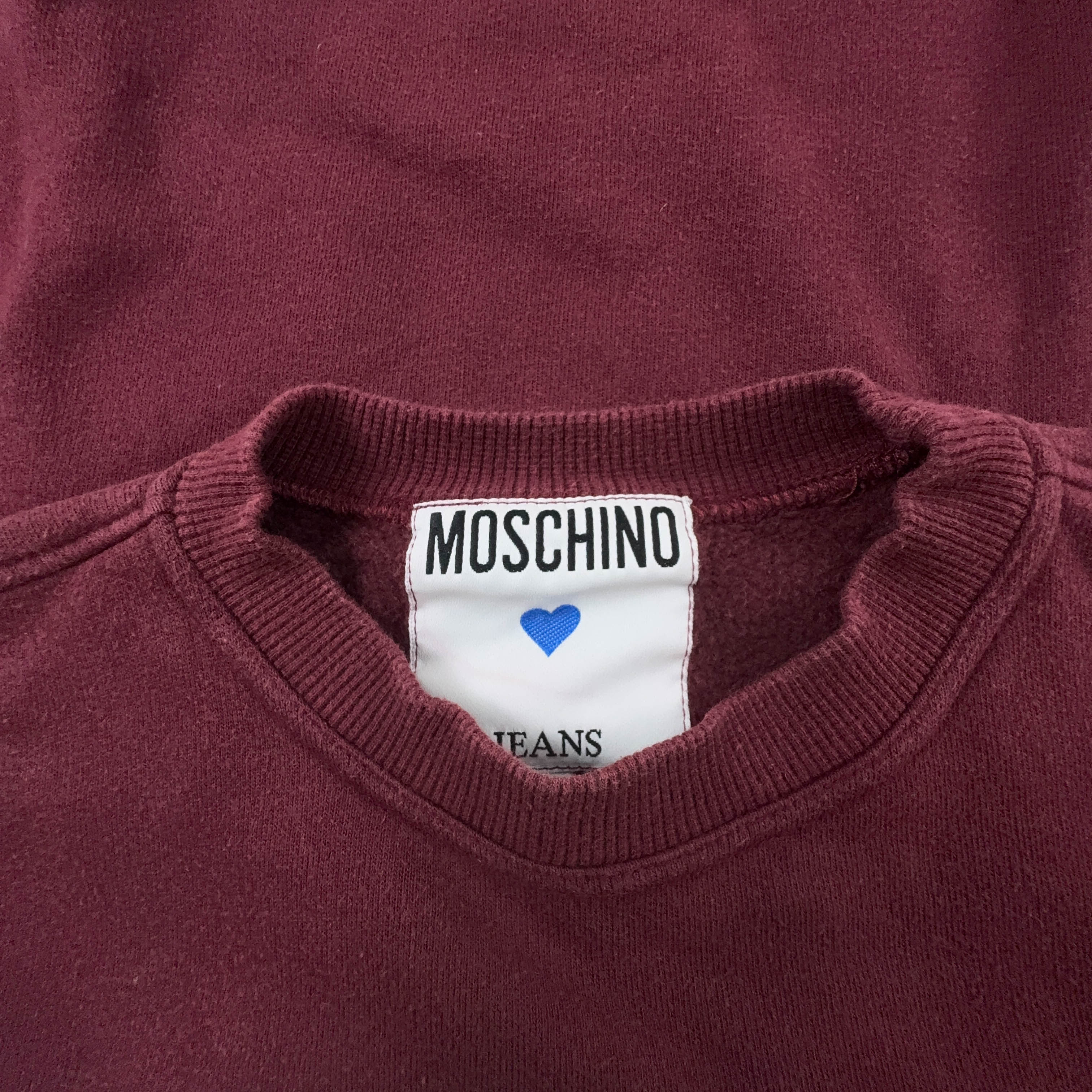 Felpa Moschino bordeaux a girocollo 90% cotone - Taglia S/M uomo