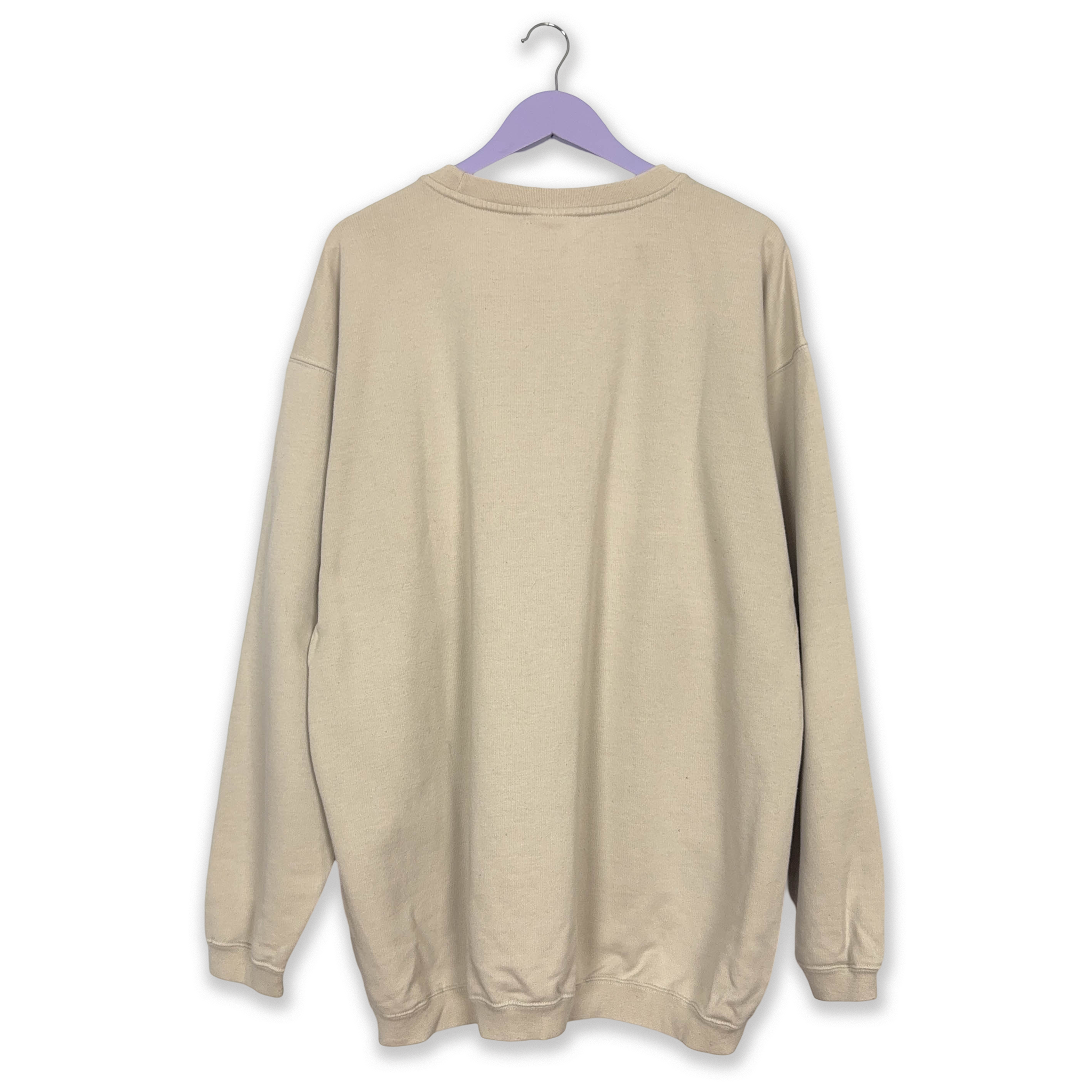 Felpa Reebok Vintage beige in cotone a girocollo anni 2000 - Taglia XL/XXL uomo
