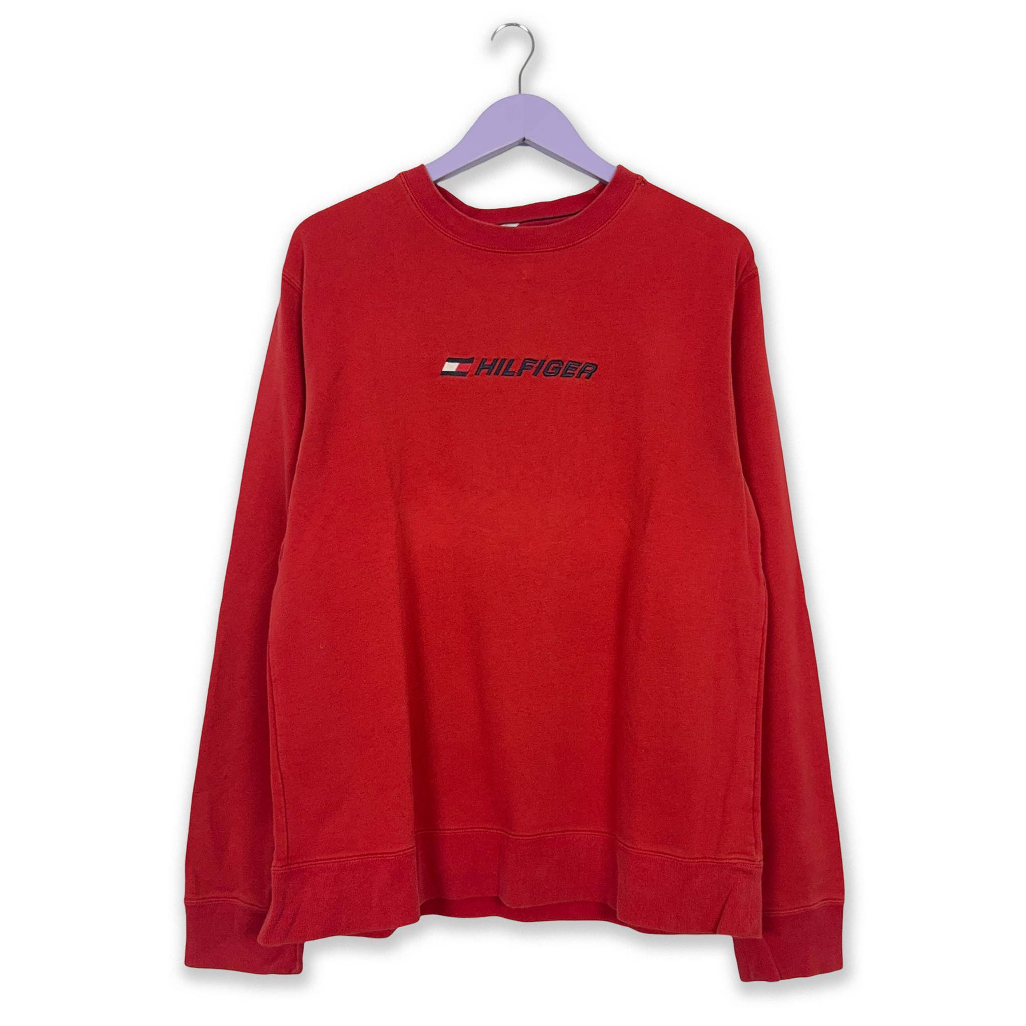 Felpa Tommy Hilfiger Vintage rossa in cotone a girocollo anni 2000 - Taglia L uomo