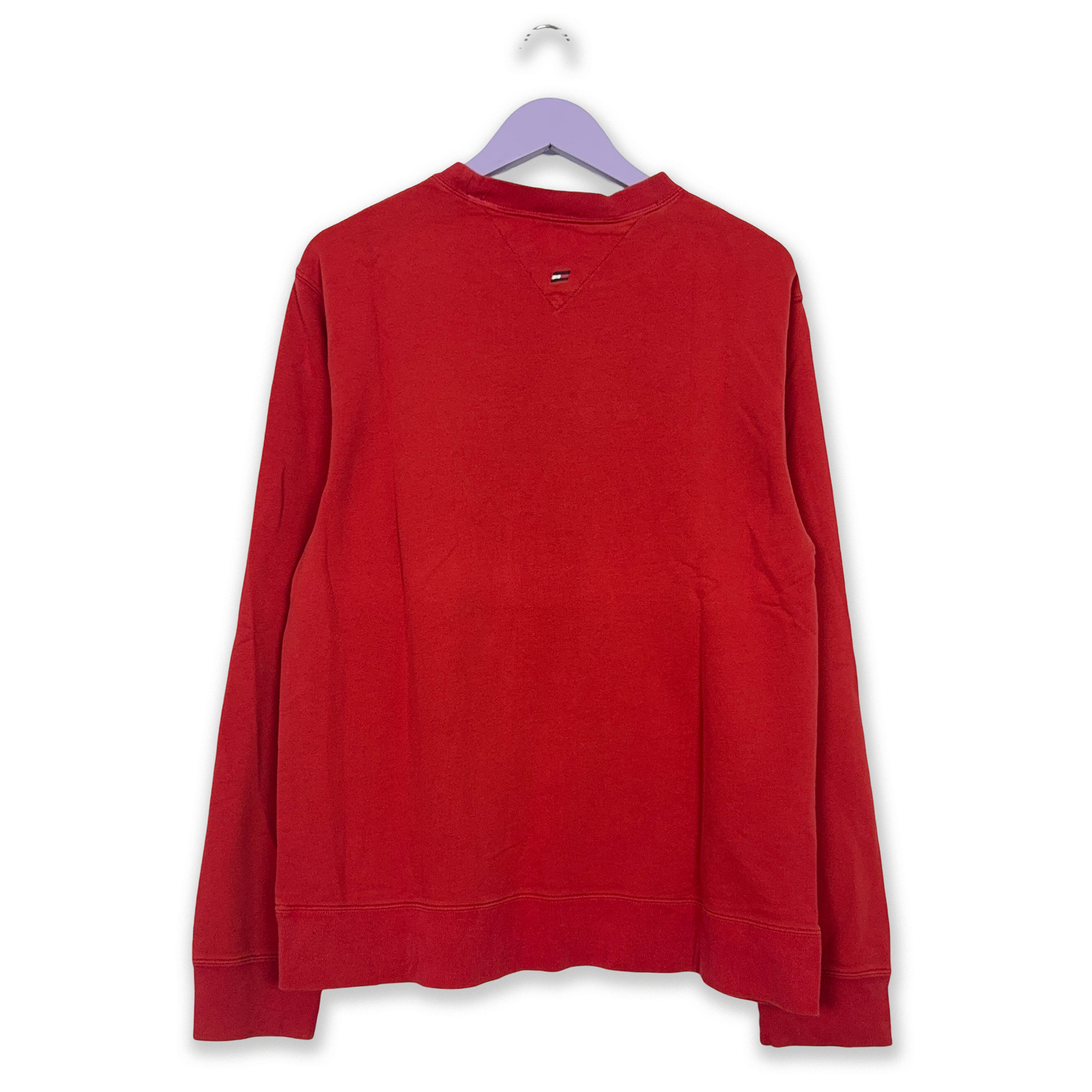 Felpa Tommy Hilfiger Vintage rossa in cotone a girocollo anni 2000 - Taglia L uomo
