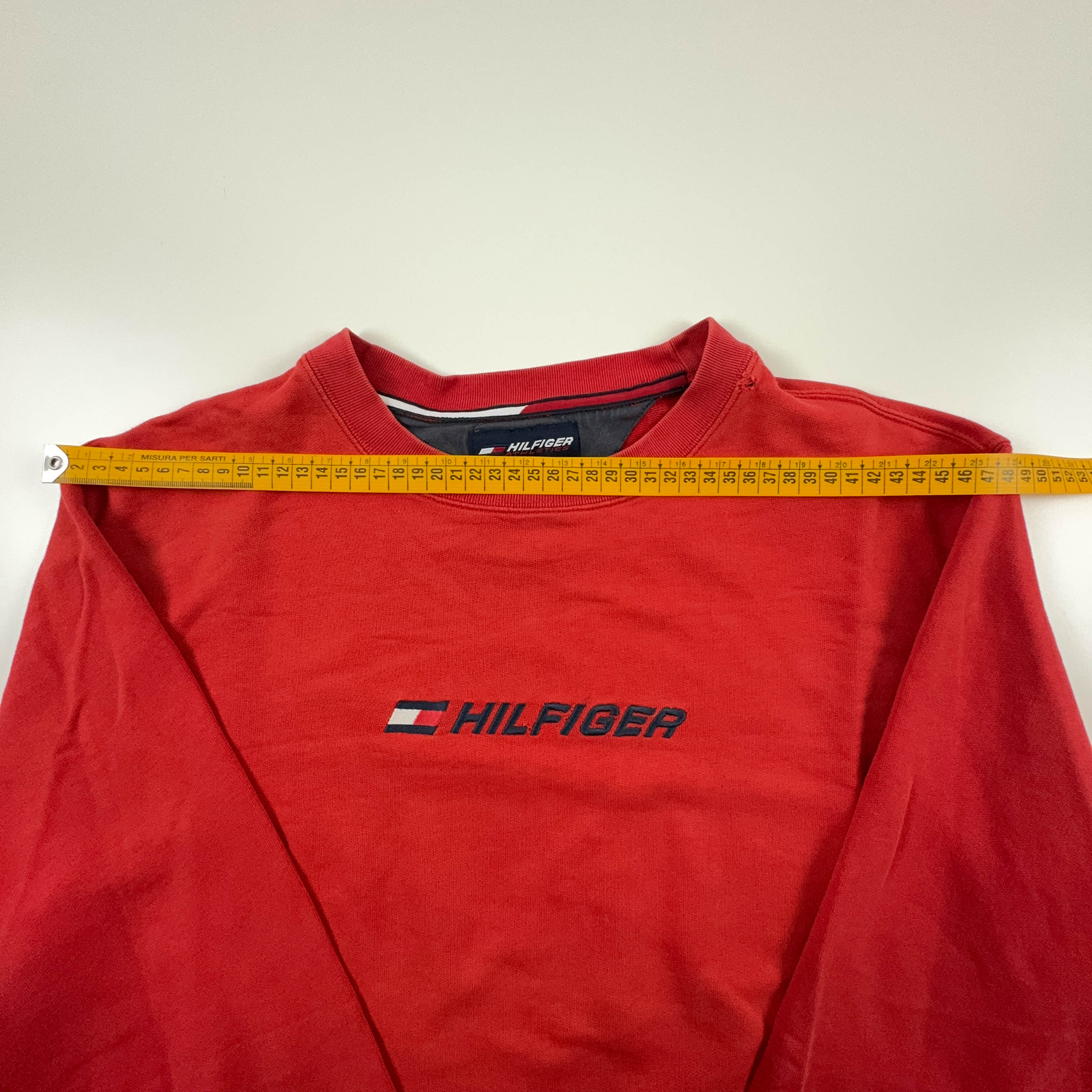 Felpa Tommy Hilfiger Vintage rossa in cotone a girocollo anni 2000 - Taglia L uomo