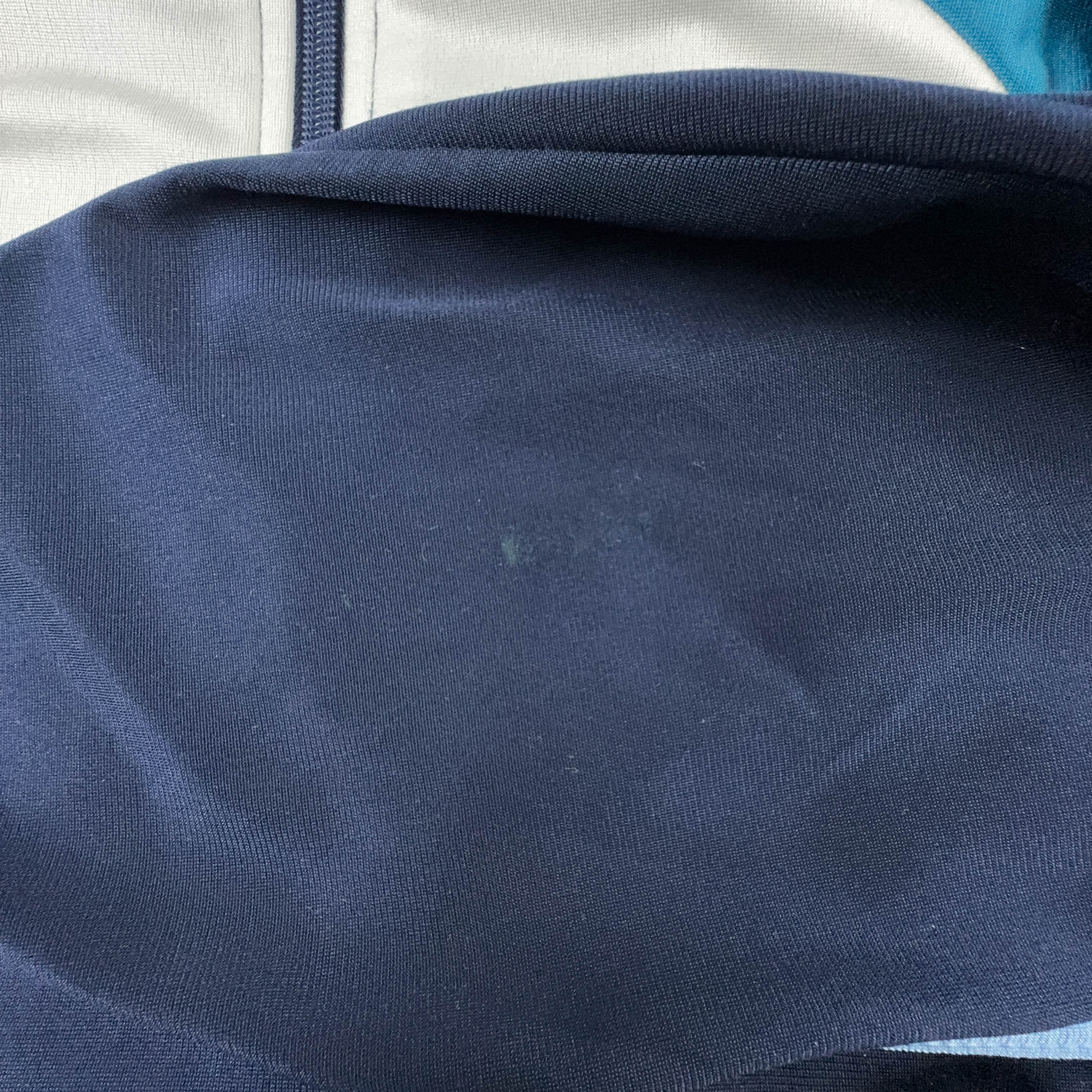 Felpa Adidas Vintage blu scuro e bianco con zip anni 90 - Taglia 168 uomo