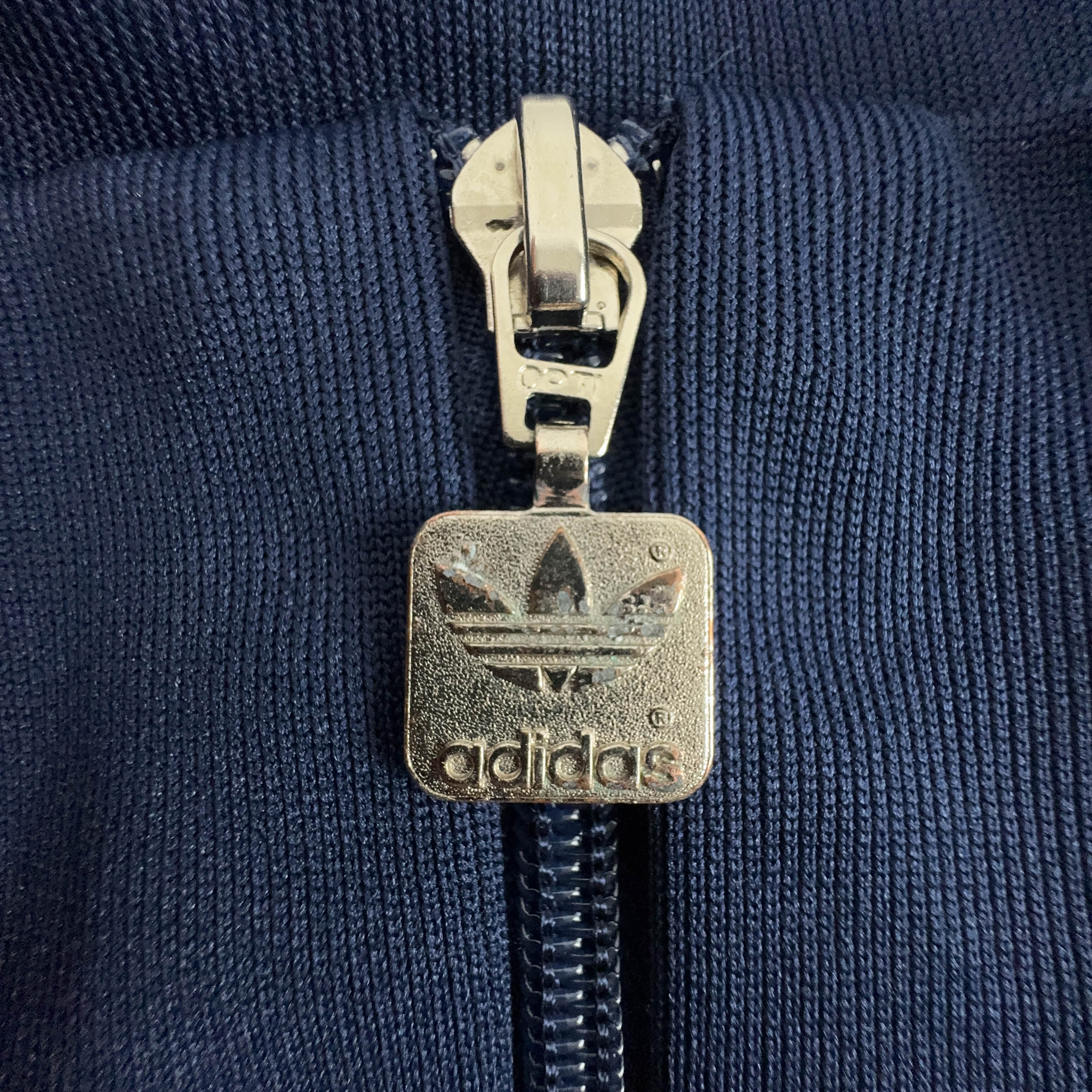 Adidas Vintage Dark Blue and White Zip Up Sweatshirt 90s Size