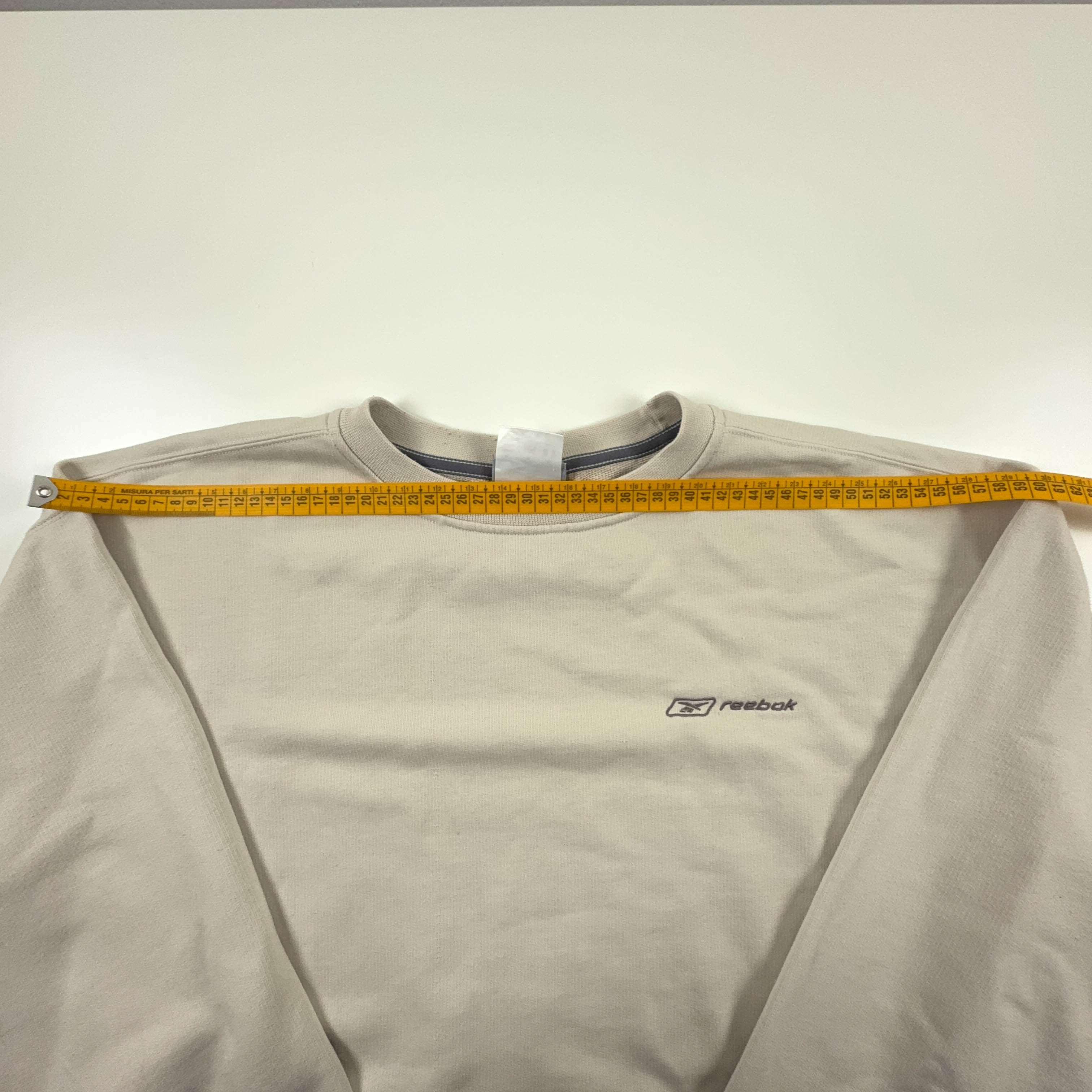Felpa Reebok Vintage beige in cotone a girocollo anni 2000 - Taglia XL/XXL uomo