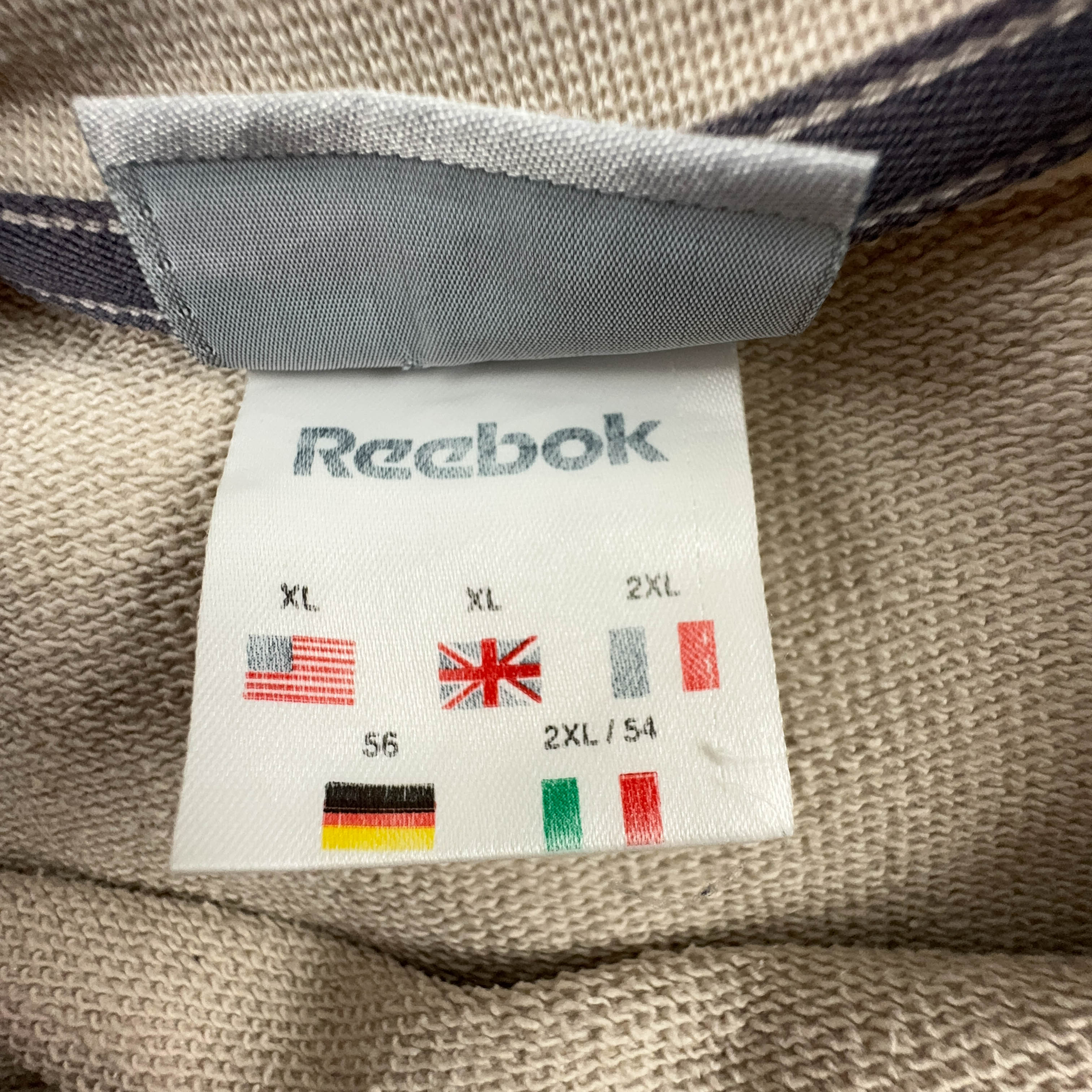 Felpa Reebok Vintage beige in cotone a girocollo anni 2000 - Taglia XL/XXL uomo