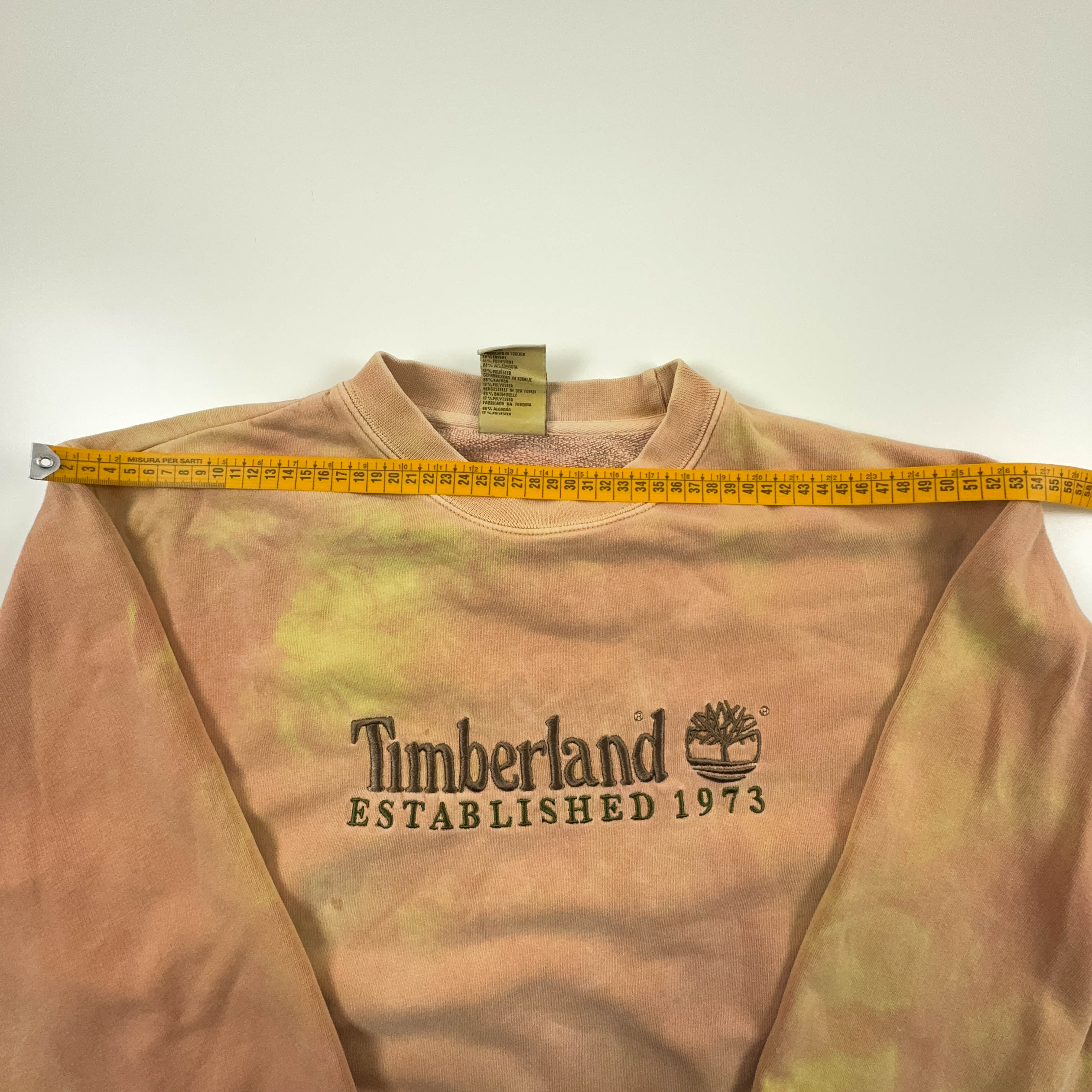 Felpa Timberland Vintage Tie Dye arancione e giallo a girocollo anni 2000 - Taglia M/L uomo