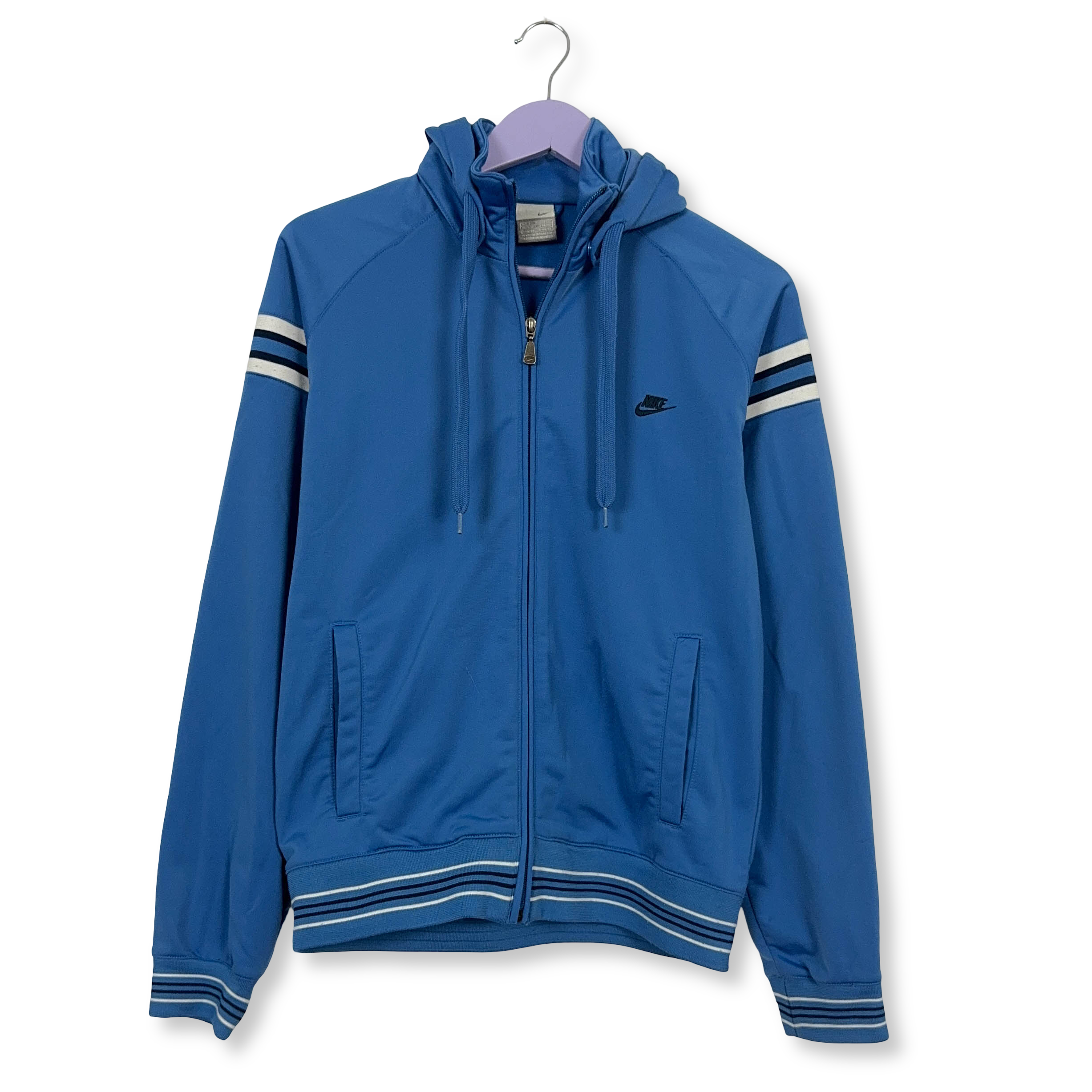 Felpa Nike Vintage azzurra con zip e cappuccio anni 2000 - Taglia S/M uomo