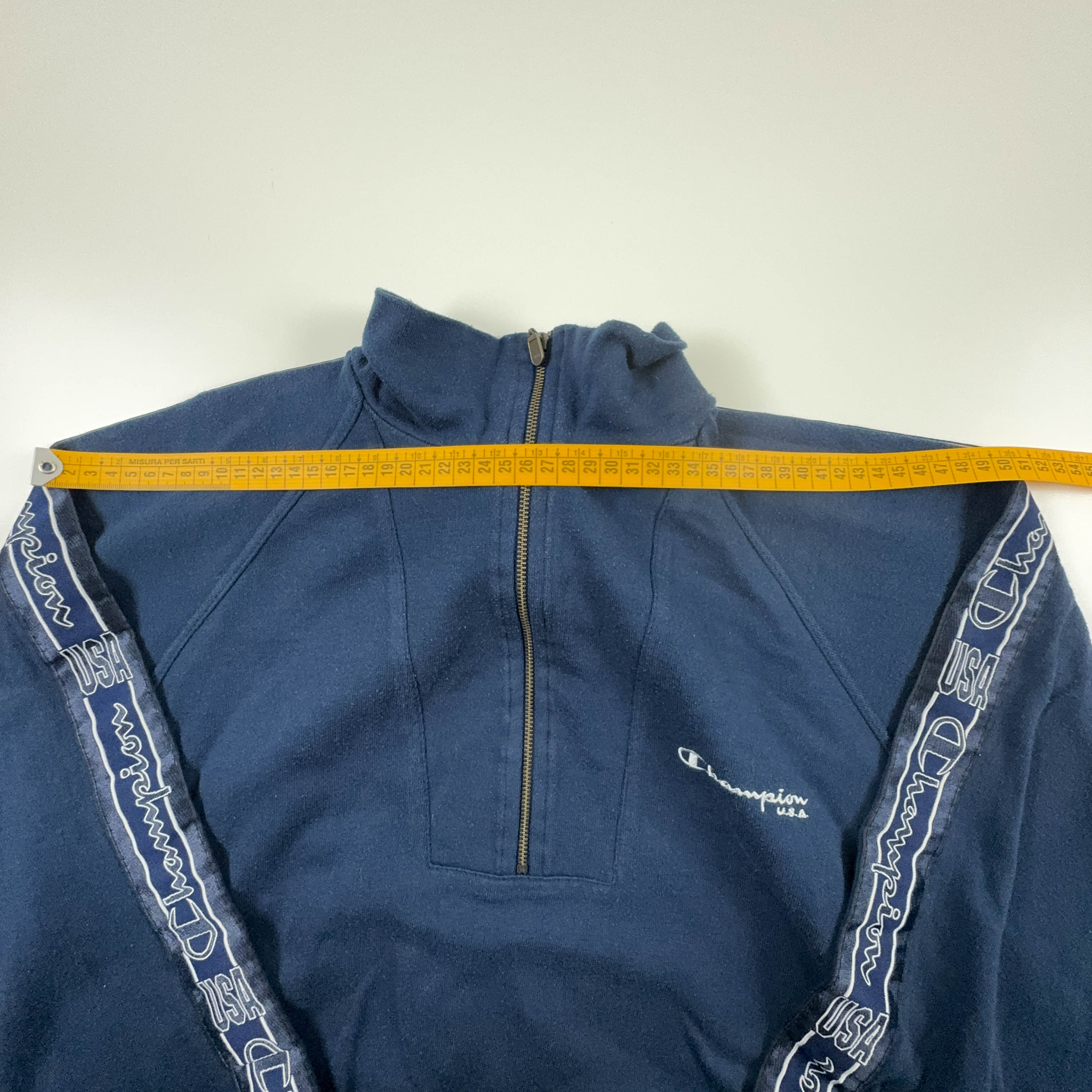 Felpa Champion Vintage blu scuro quarter zip anni 90 - Taglia XL uomo