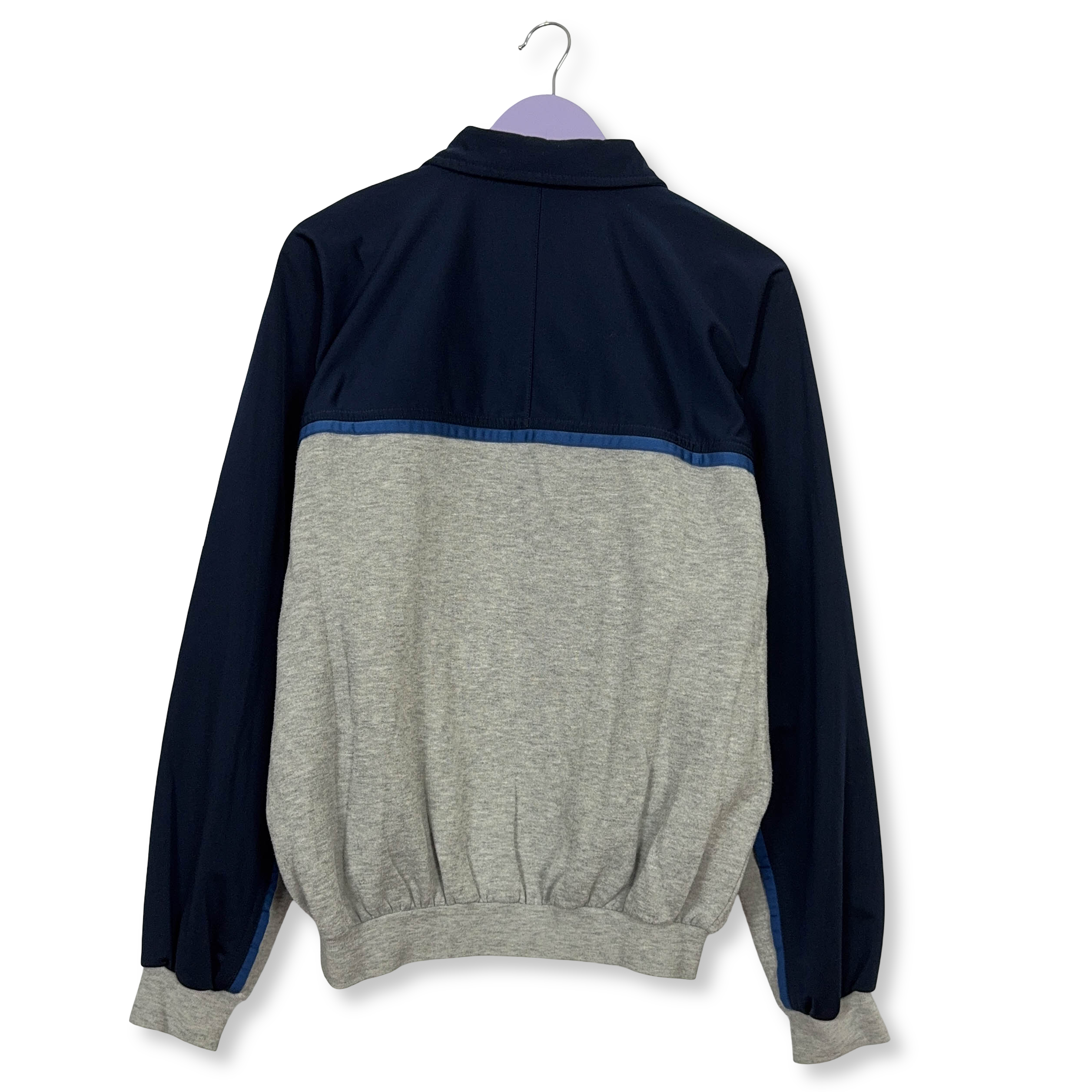 Felpa Sergio Tacchini Vintage blu e grigia con zip e logo ricamato anni 2000 - Taglia 52 uomo