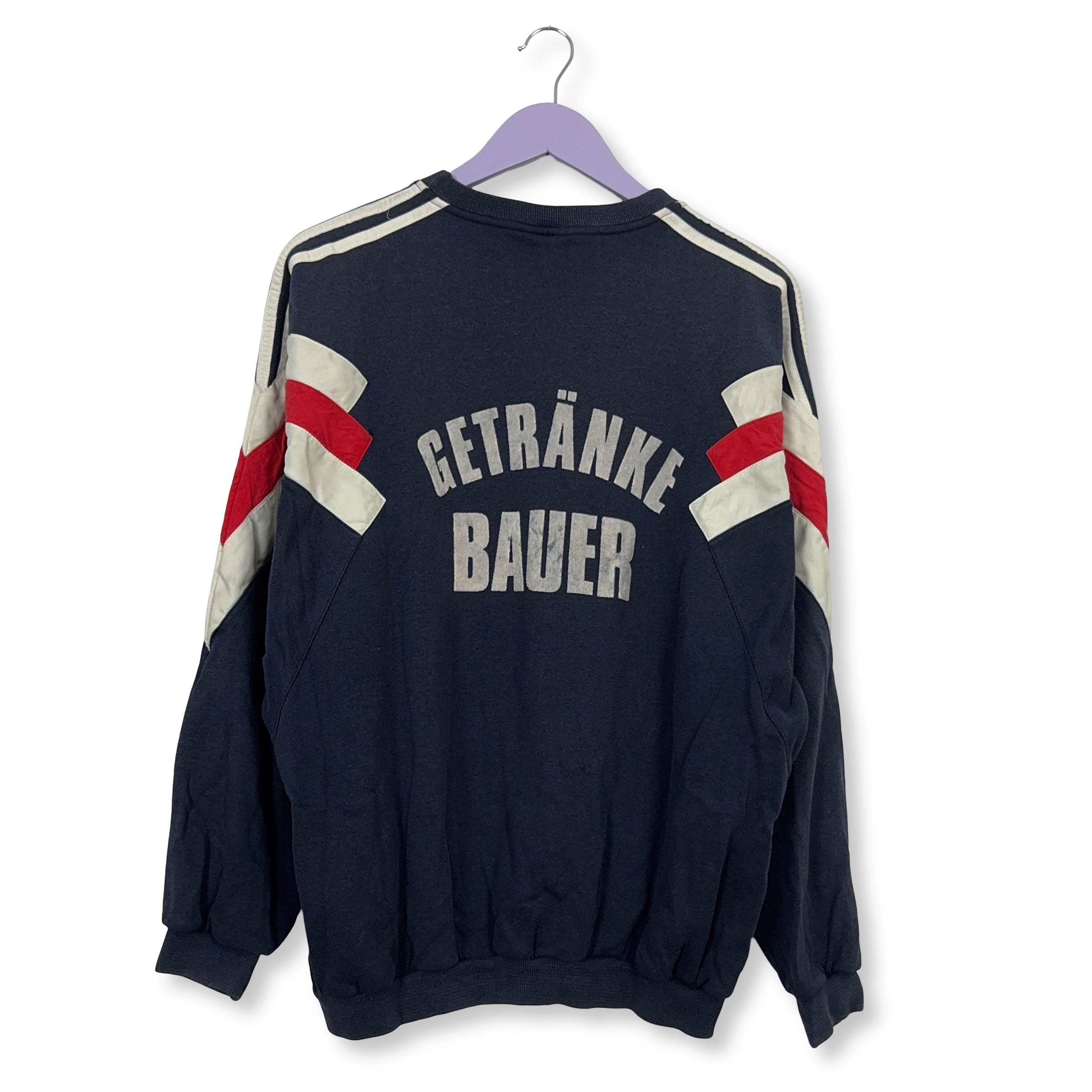 Felpa Adidas Vintage blu e bianca a girocollo con logo ricamato anni 90 - Taglia D6 F180 uomo