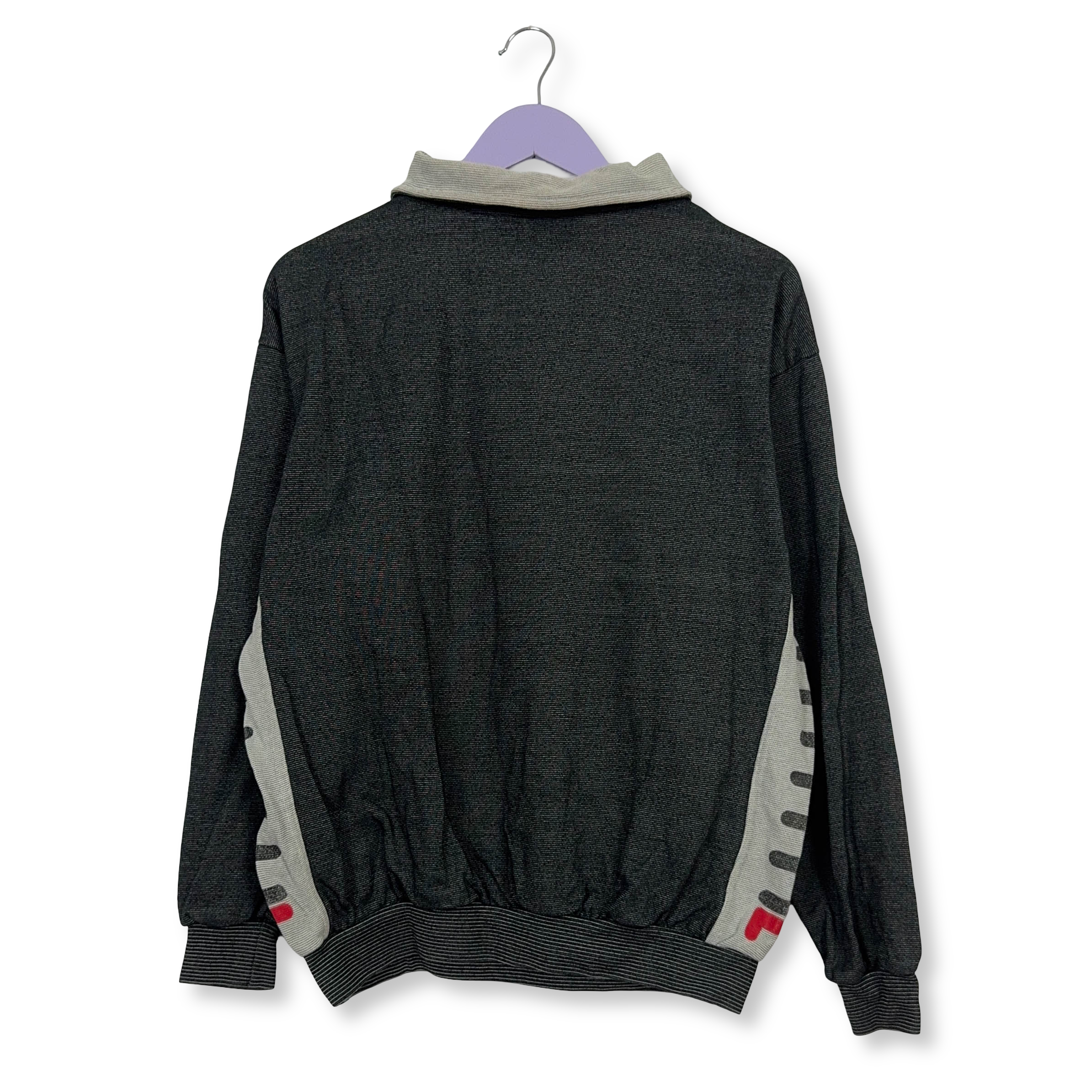 Felpa Fila Vintage grigia scura quarter zip 90% cotone anni 90 - Taglia M uomo