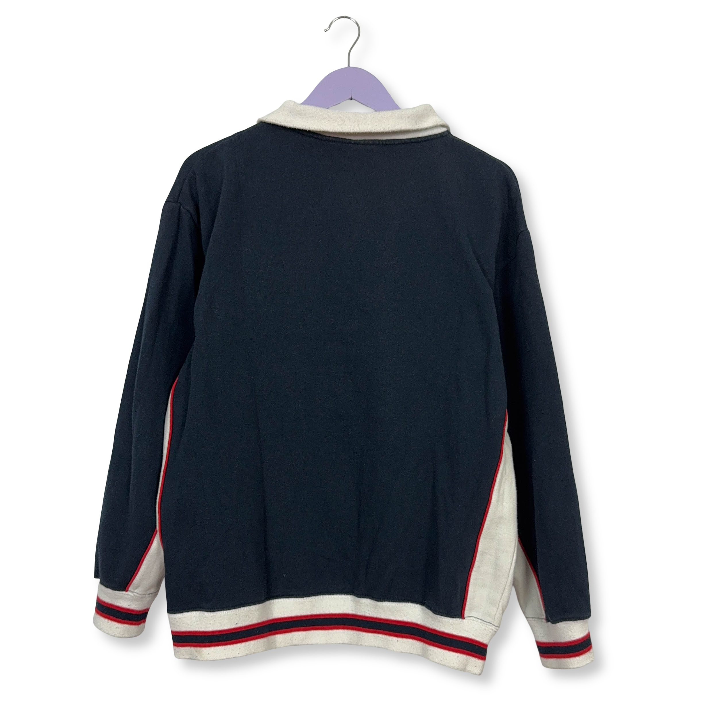 Felpa Fila Vintage blu e bianca con zip 80% cotone anni 2000 - Taglia L/XL uomo