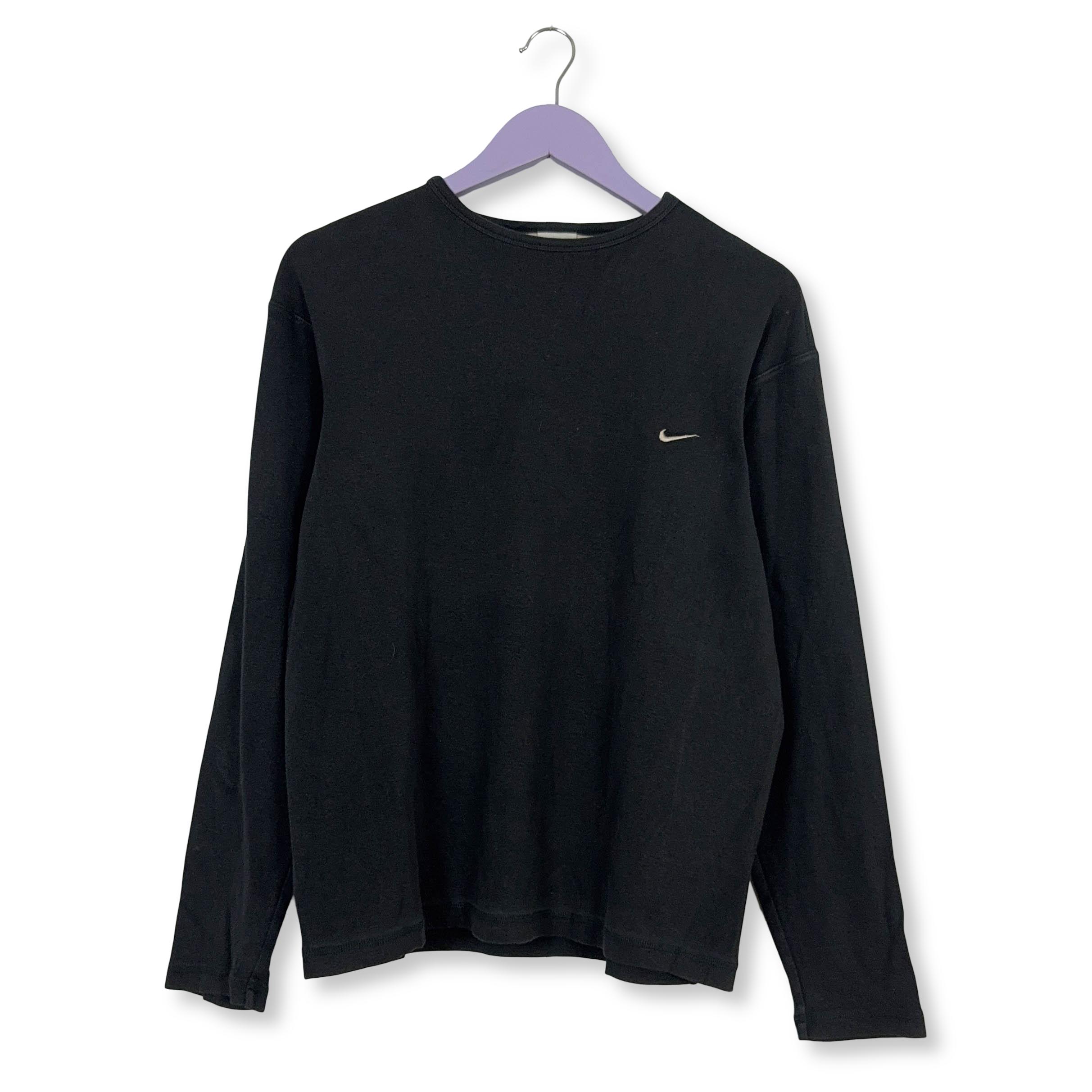 Felpa Nike Vintage leggera nera a girocollo 94% cotone anni 00 - Taglia M/L uomo