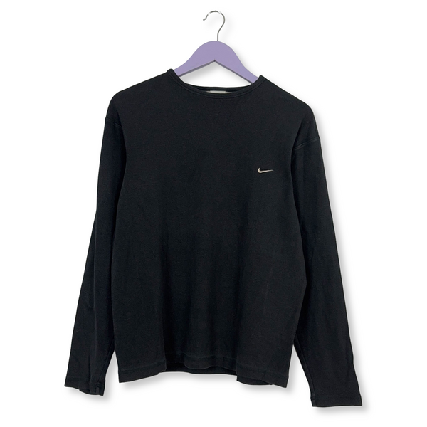 Felpa Nike Vintage leggera nera a girocollo 94% cotone anni 00 - Taglia M/L uomo