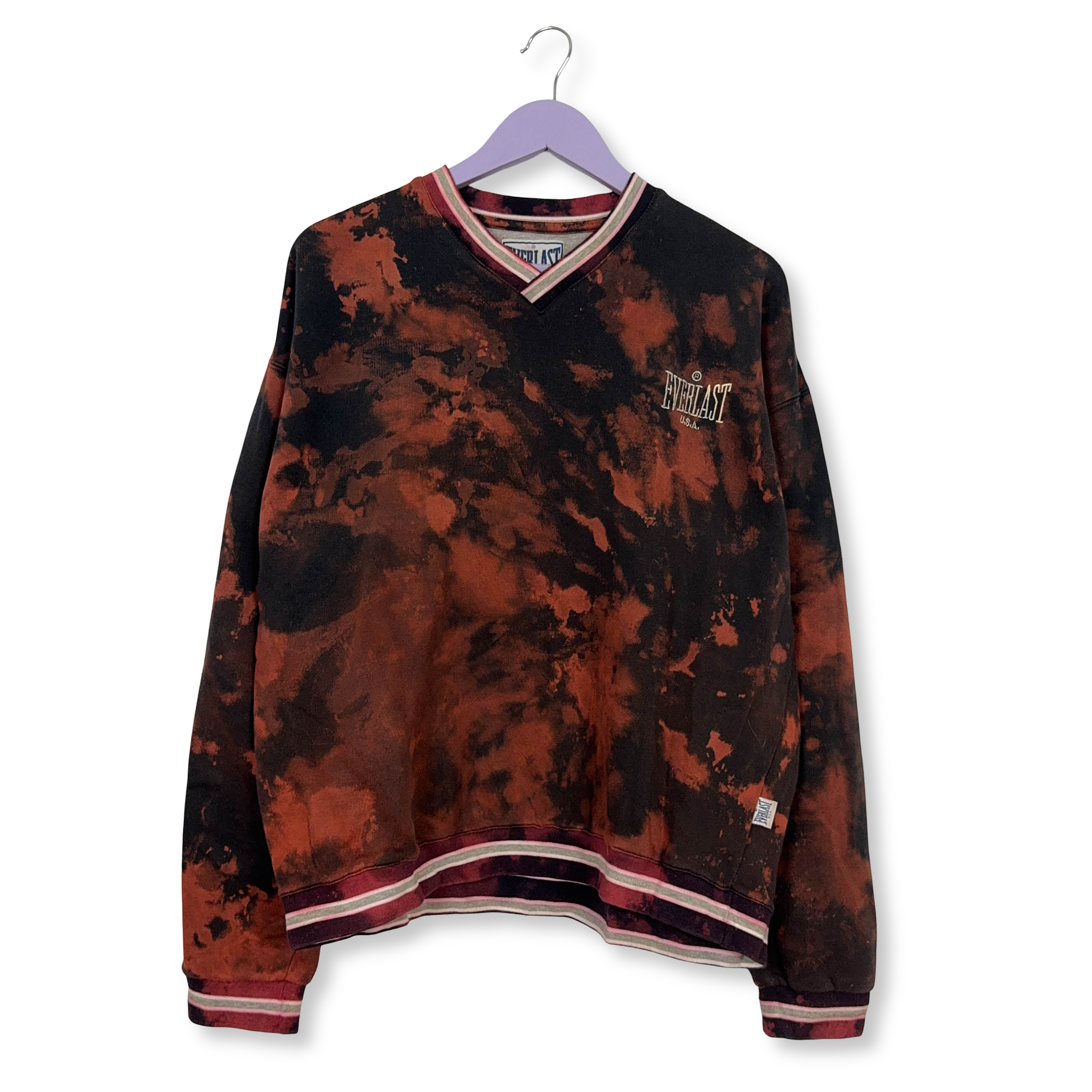Felpa Everlast Tie Dye Vintage con scollo a V in cotone - Taglia L uomo