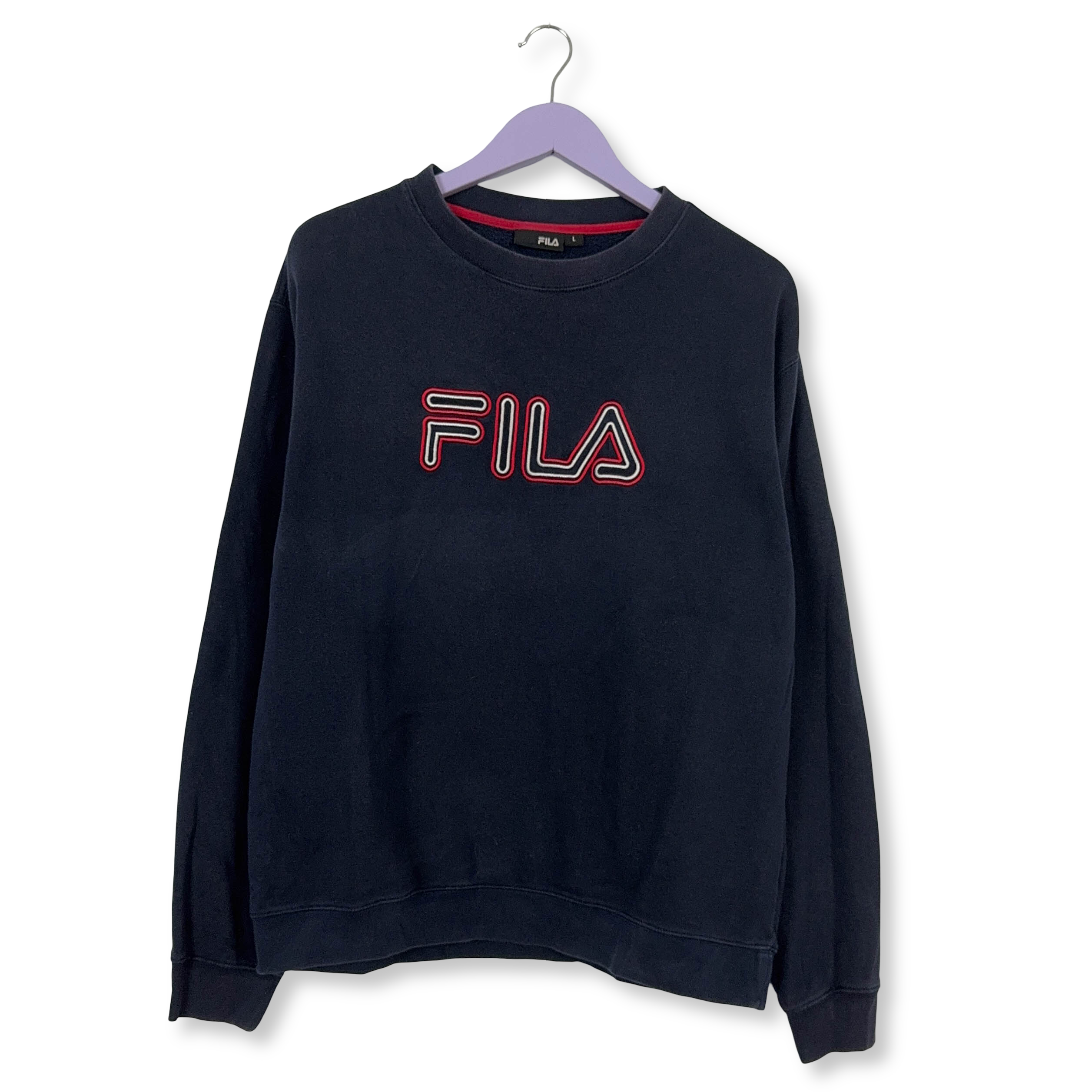 Felpa Fila Vintage blu scura a girocollo 80% cotone - Taglia L uomo