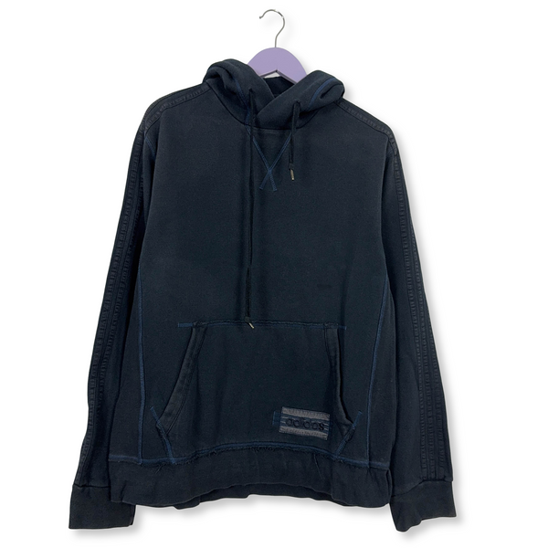 Felpa Adidas Vintage blu scura con cappuccio 70% cotone anni 2000 - Taglia L/XL uomo