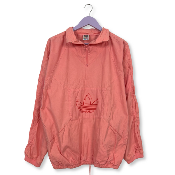 Felpa Adidas Vintage rosa quarter zip in cotone anni 80 - Taglia D7 F180 uomo
